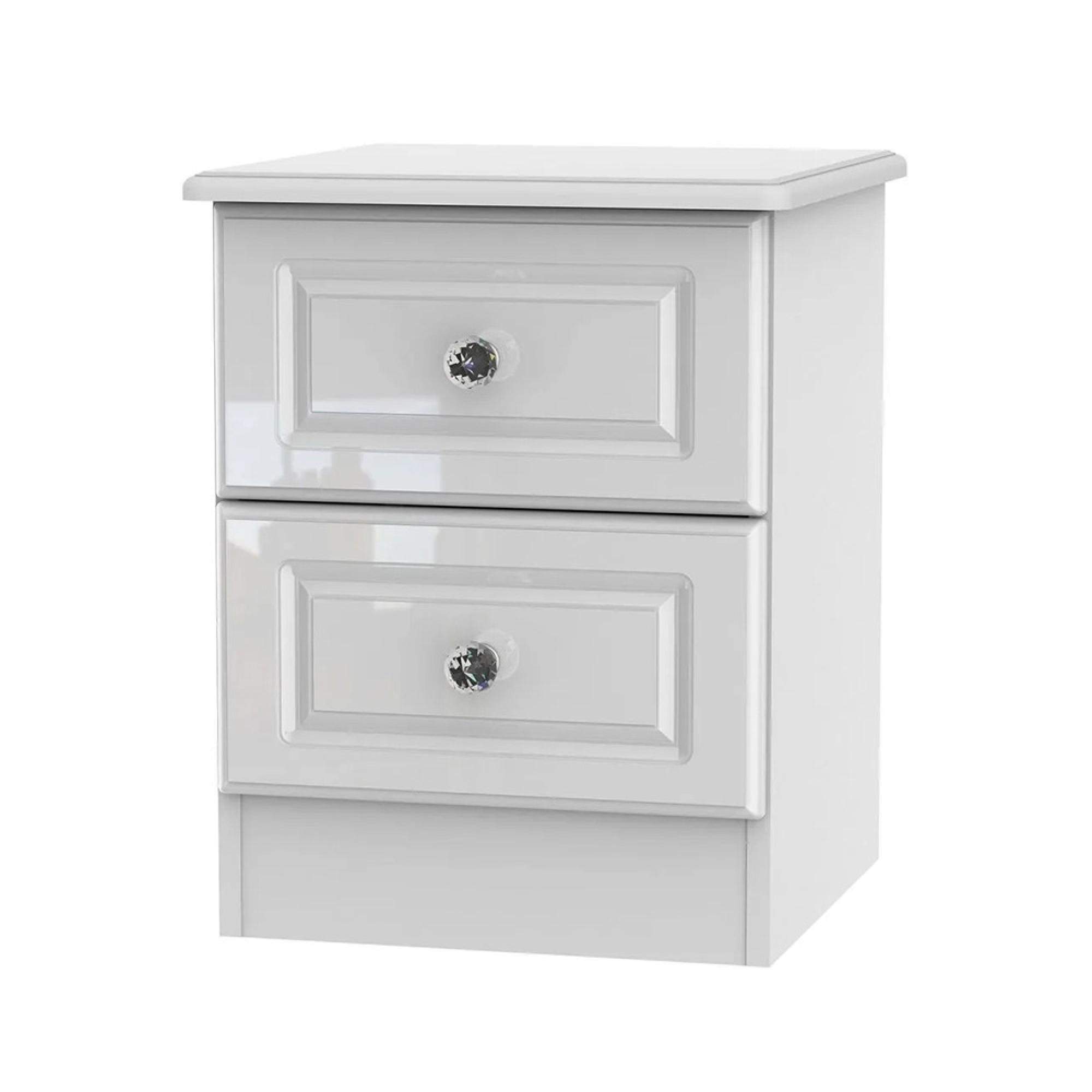 Balmoral Bedside Cabinet - 2 Drawer - White Gloss