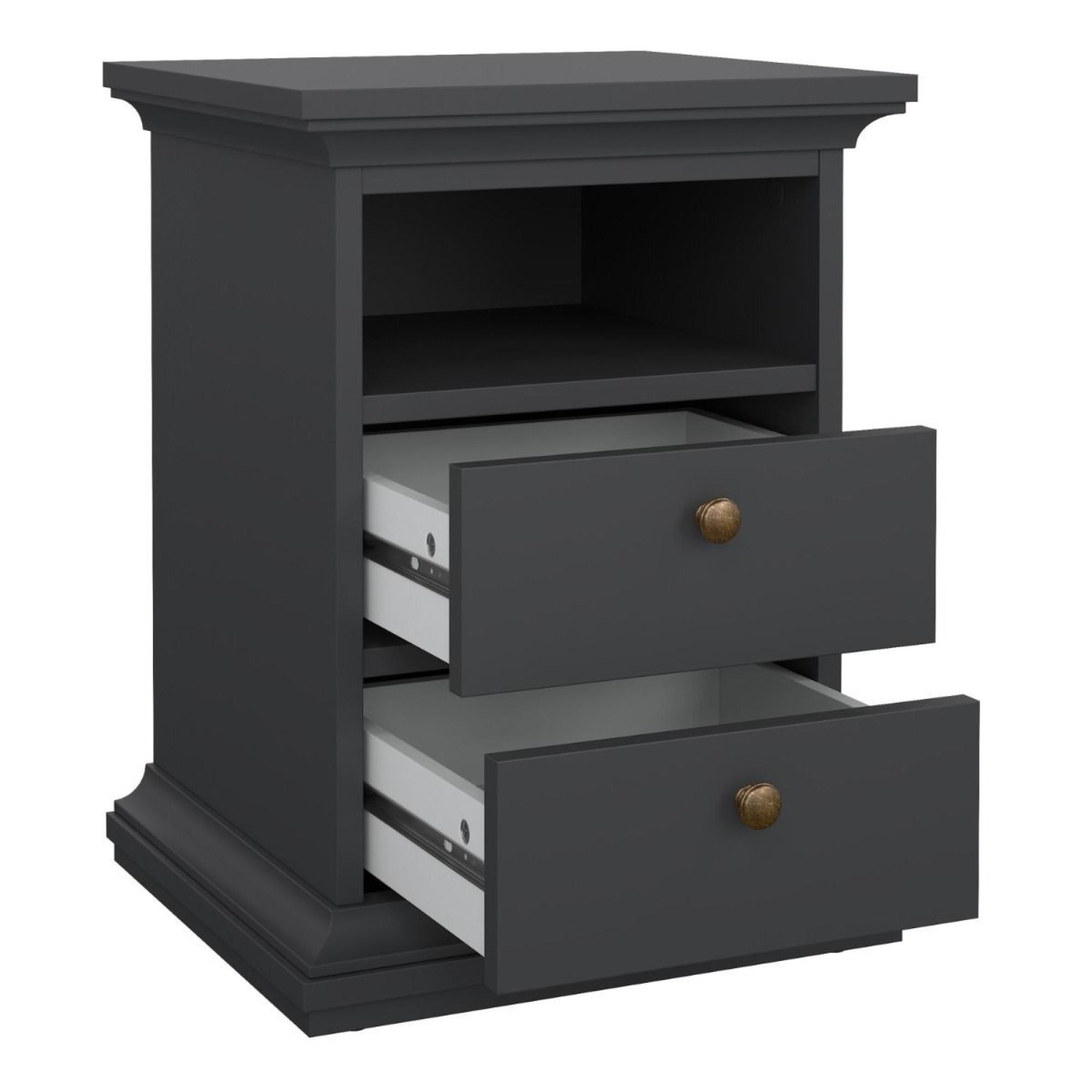 Paris Bedside Cabinet - 2 Drawer - Grey