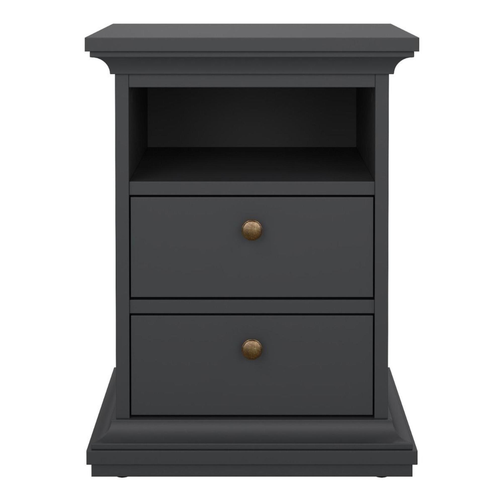 Paris Bedside Cabinet - 2 Drawer - Grey