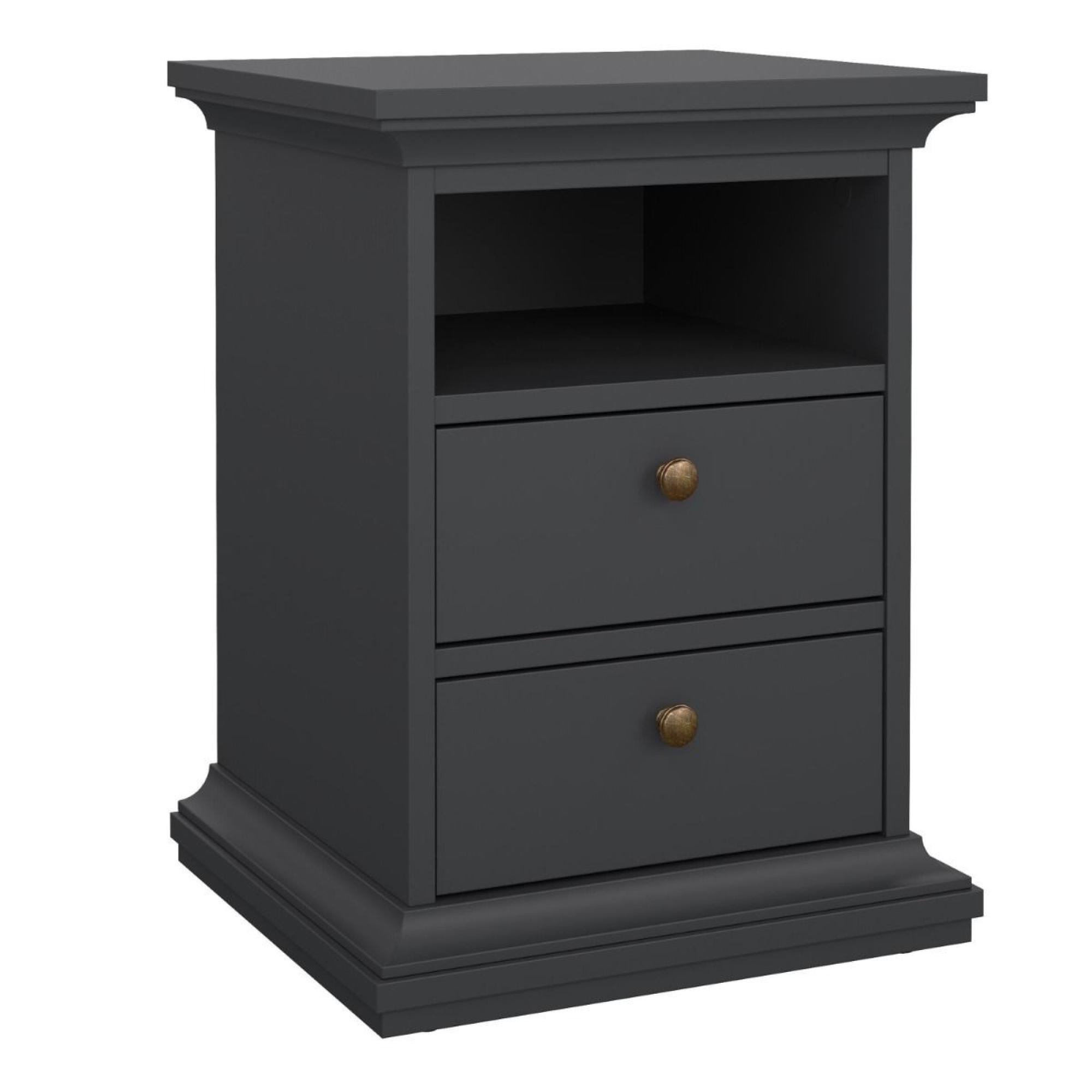 Paris Bedside Cabinet - 2 Drawer - Grey