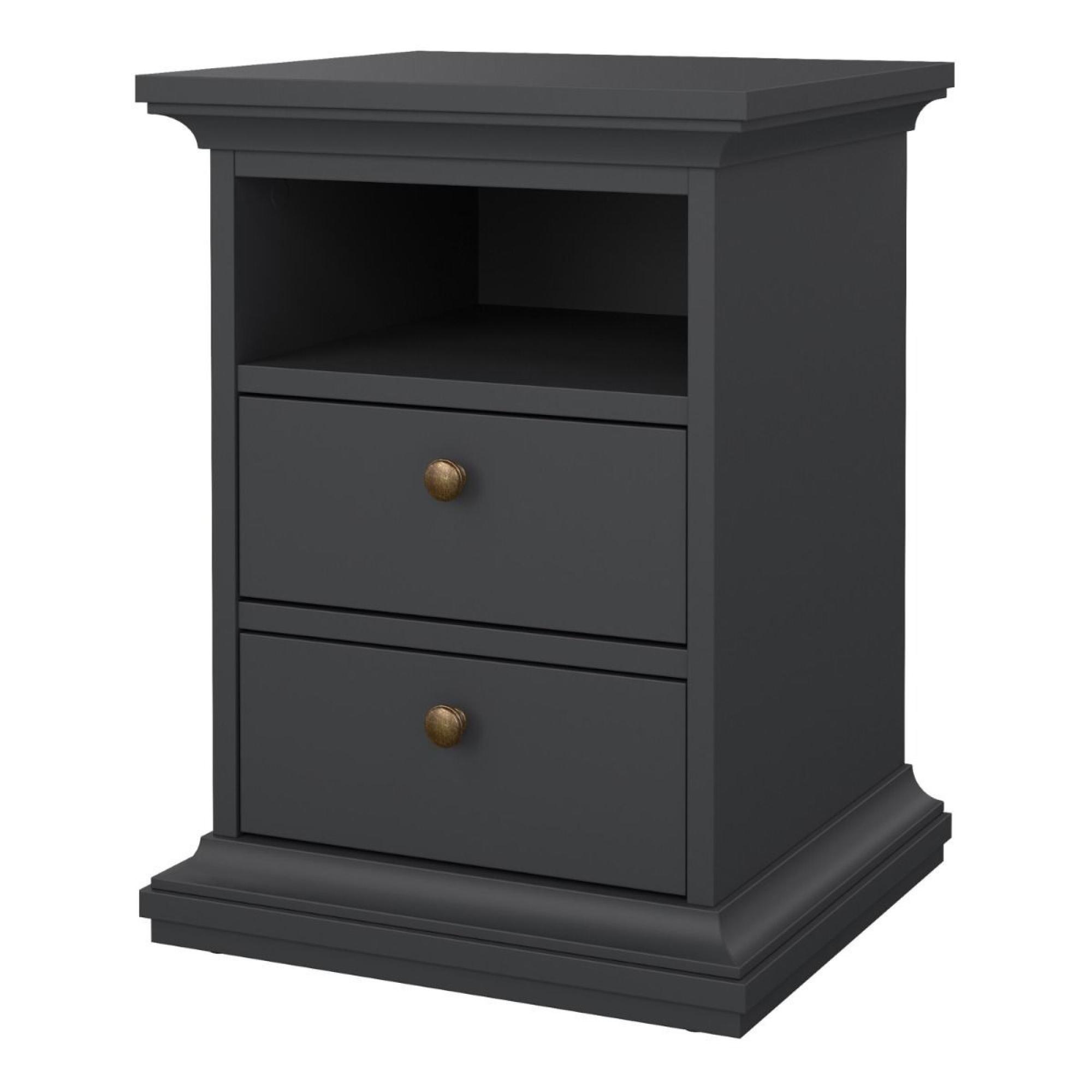 Paris Bedside Cabinet - 2 Drawer - Grey