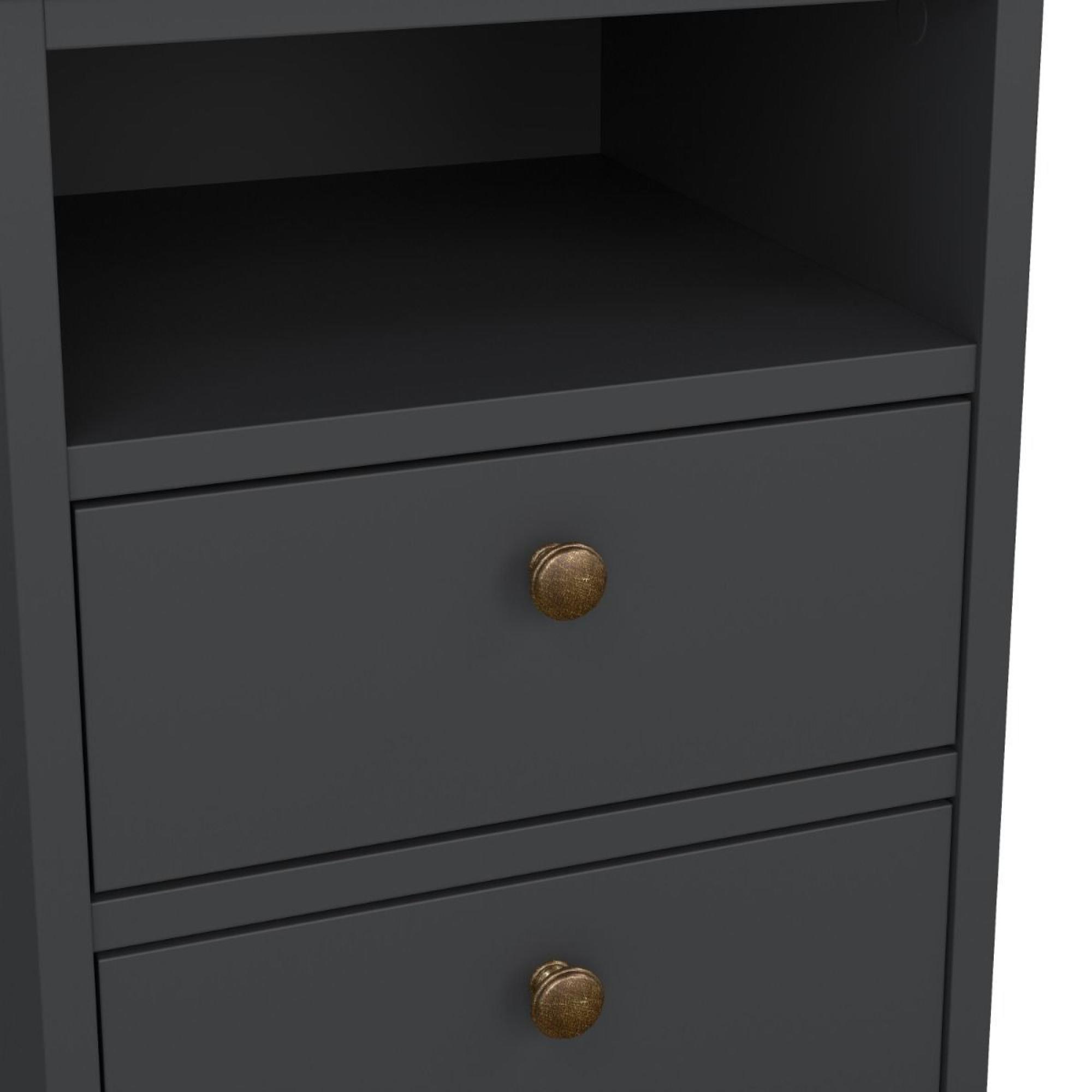 Paris Bedside Cabinet - 2 Drawer - Grey