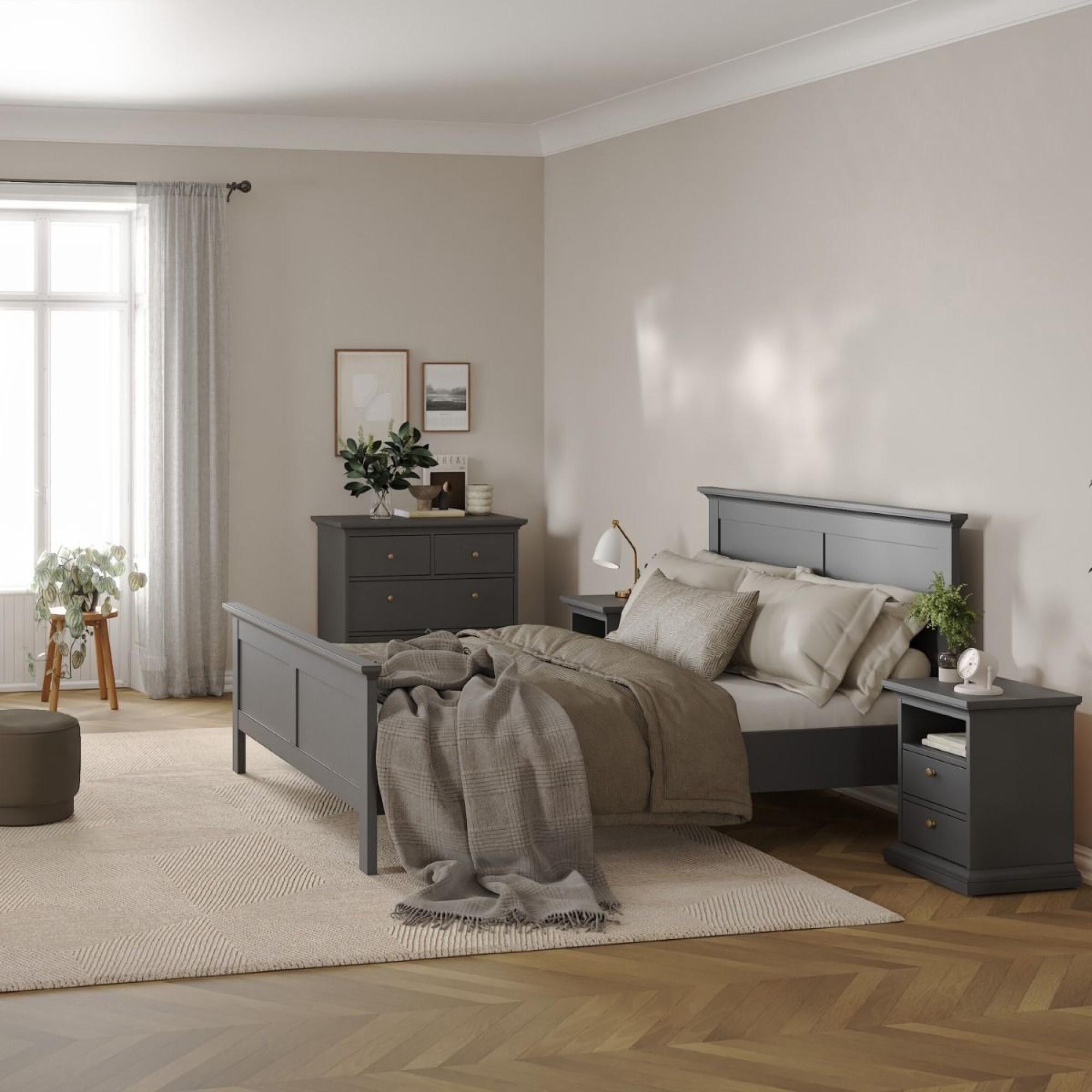 Paris Bedside Cabinet - 2 Drawer - Grey