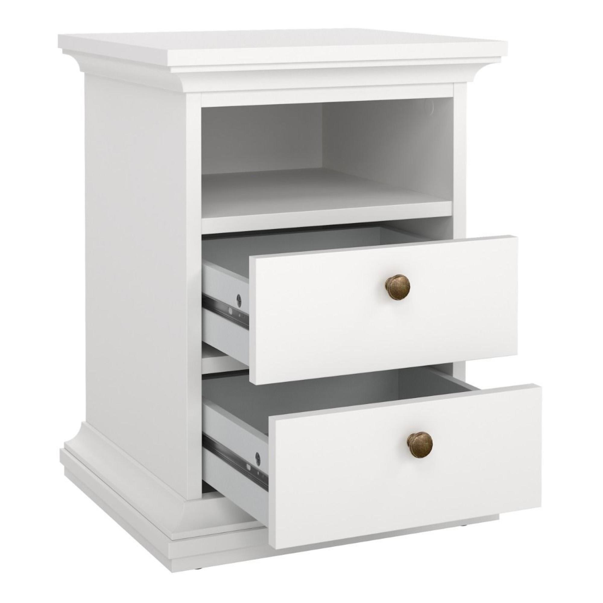 Paris Bedside Cabinet - 2 Drawer - White