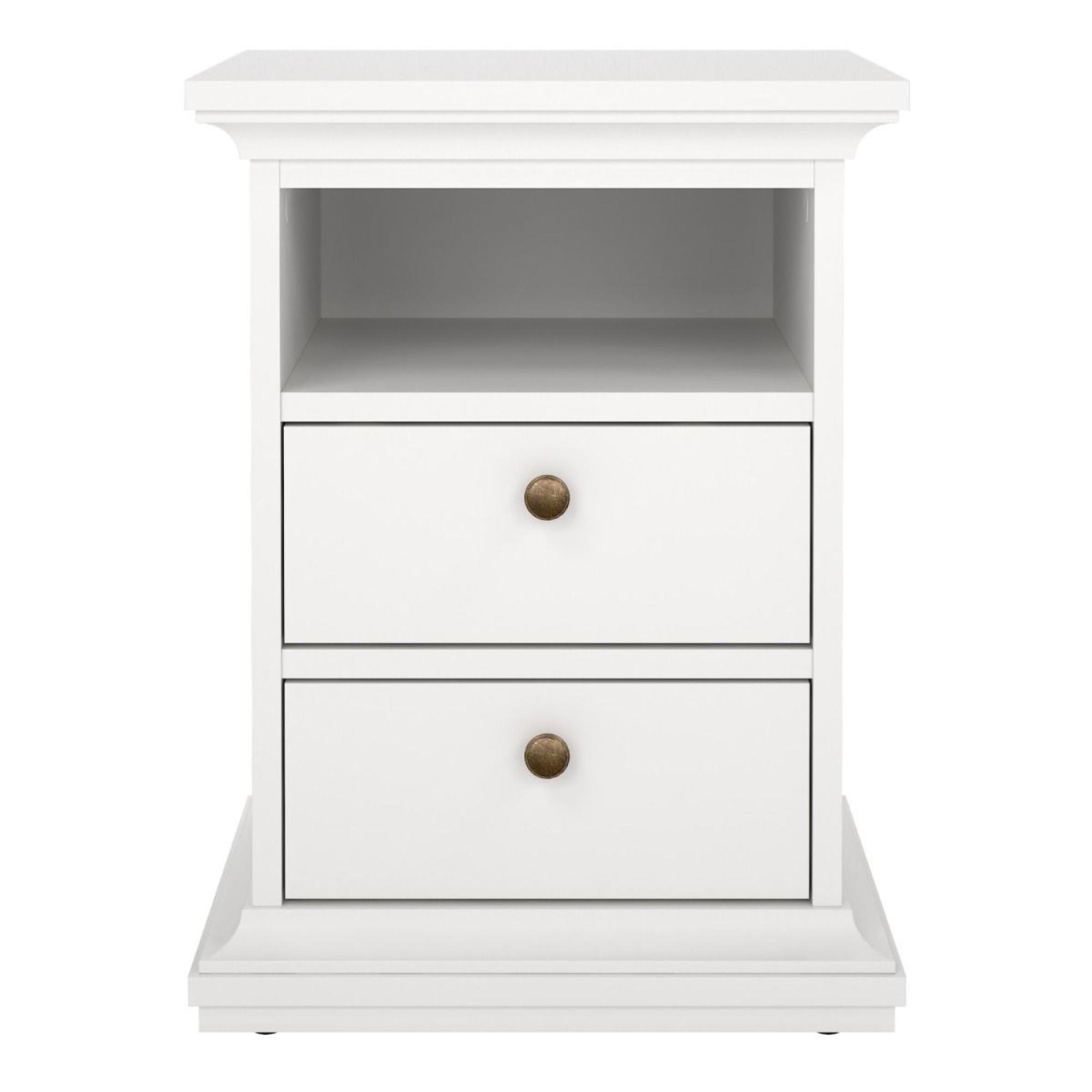 Paris Bedside Cabinet - 2 Drawer - White
