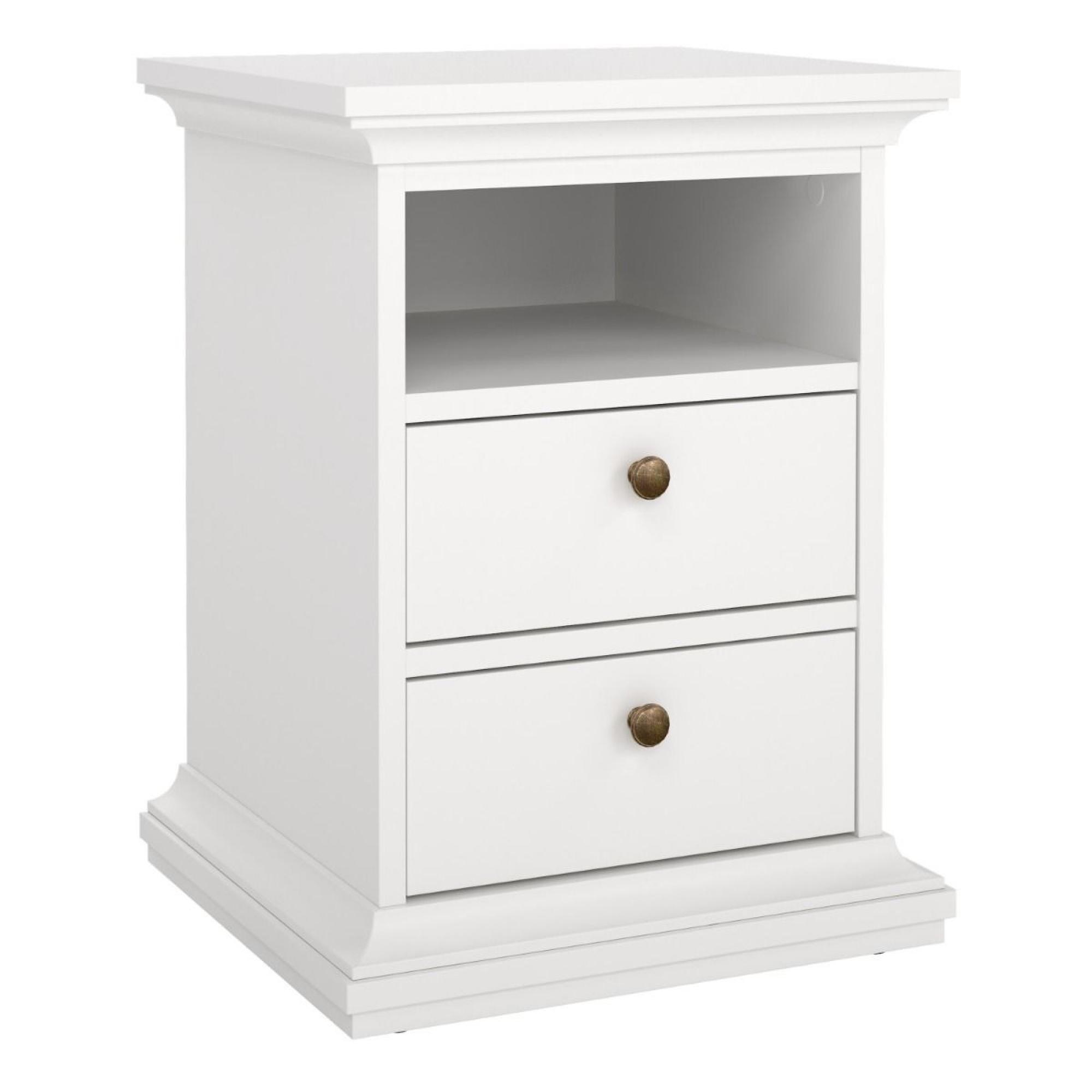 Paris Bedside Cabinet - 2 Drawer - White