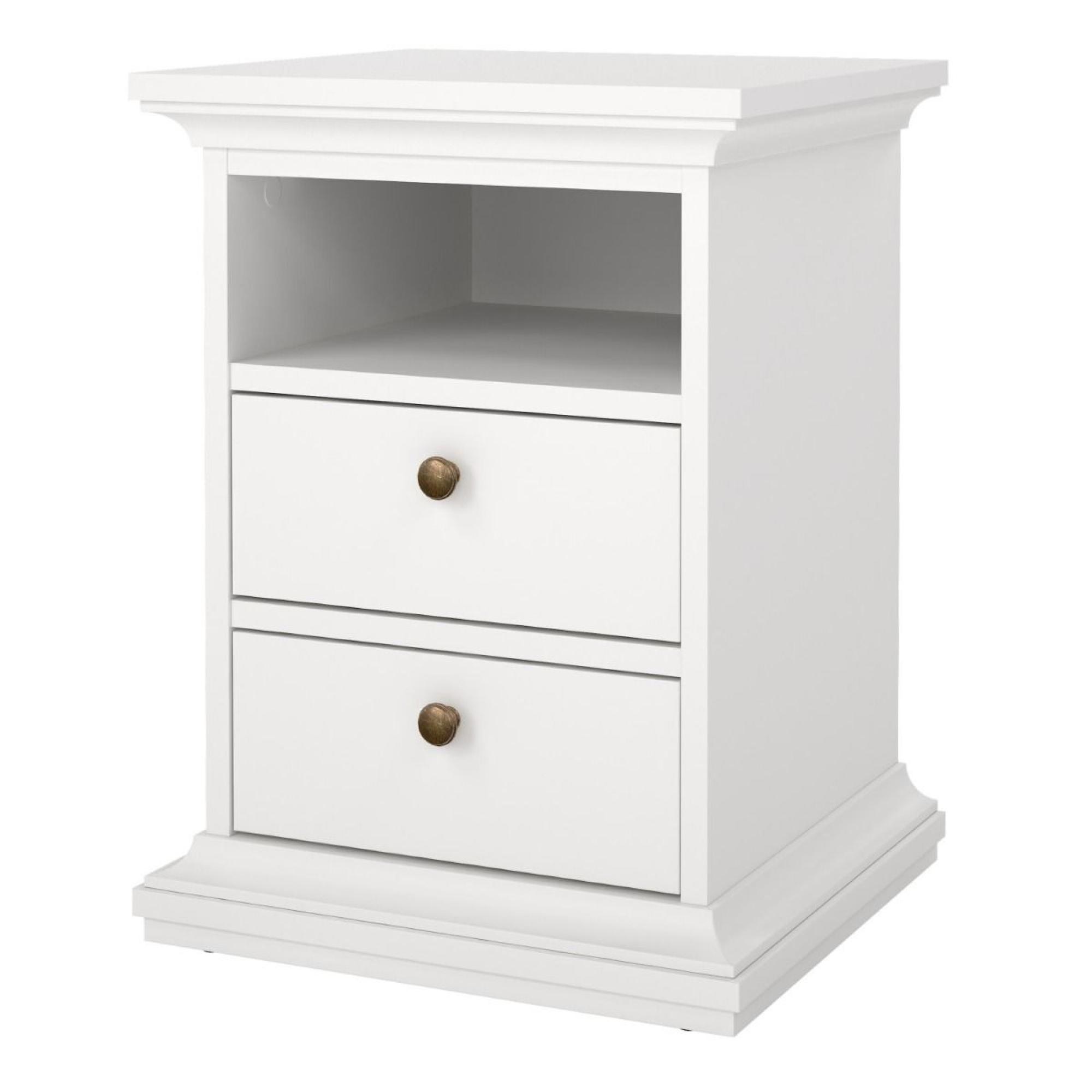 Paris Bedside Cabinet - 2 Drawer - White
