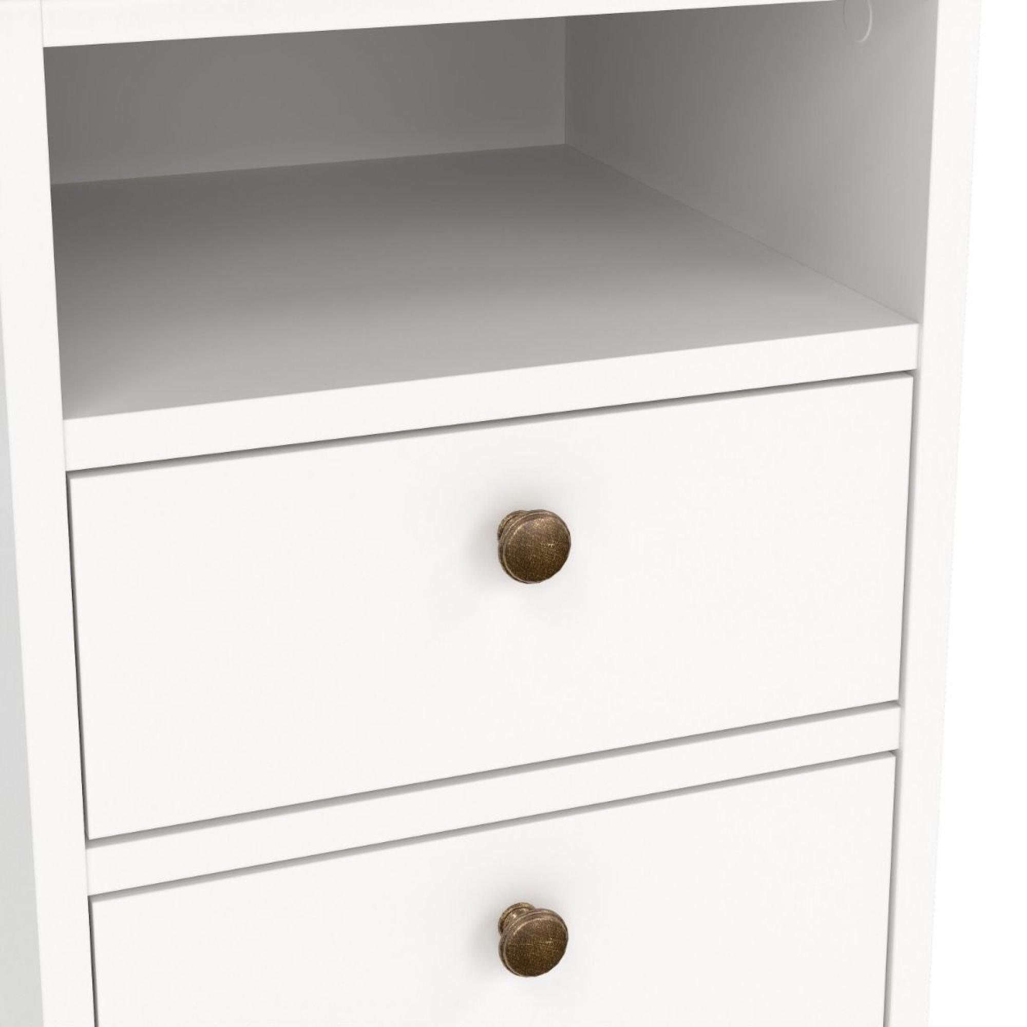 Paris Bedside Cabinet - 2 Drawer - White