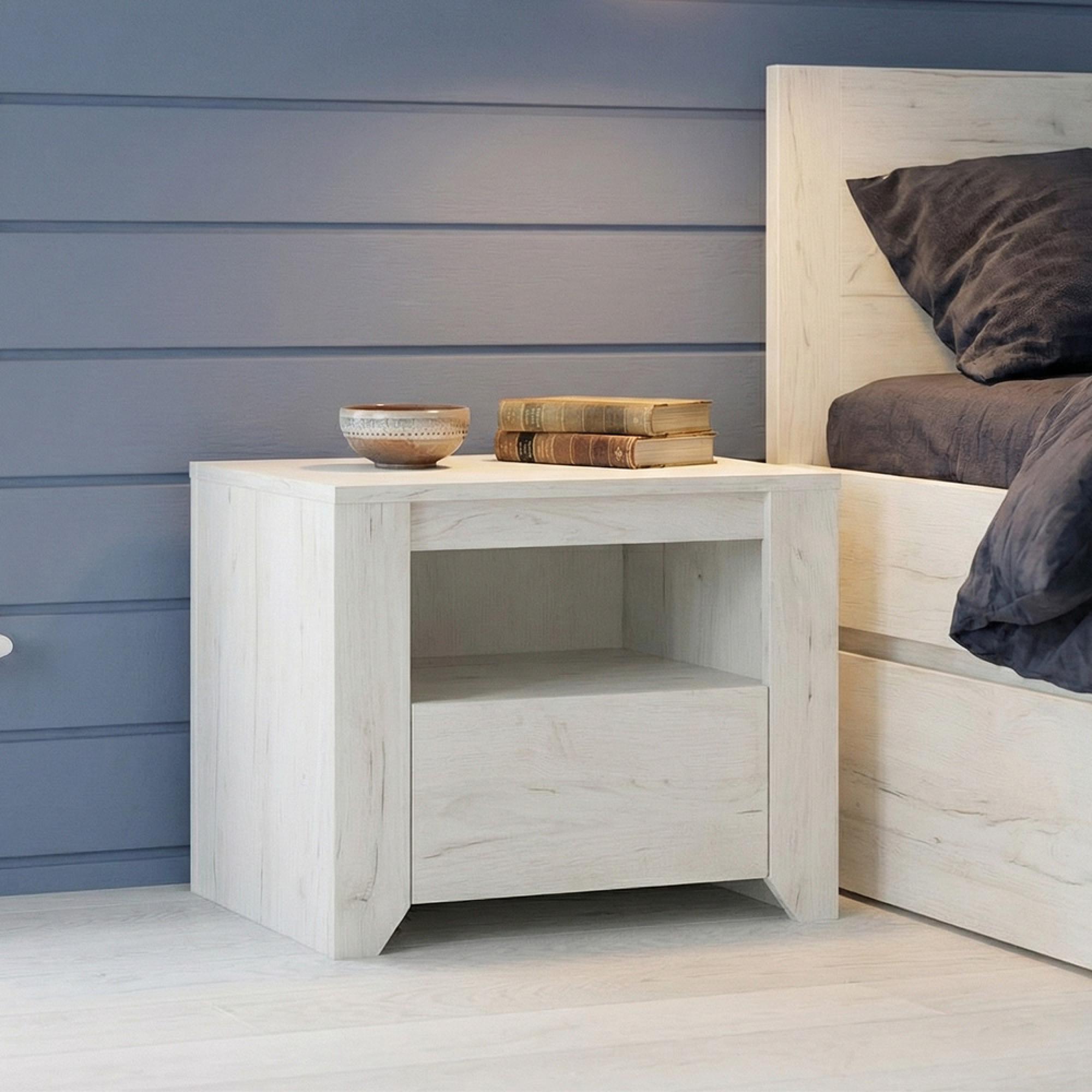 Angel Bedside Cabinet - 1 Drawer - White