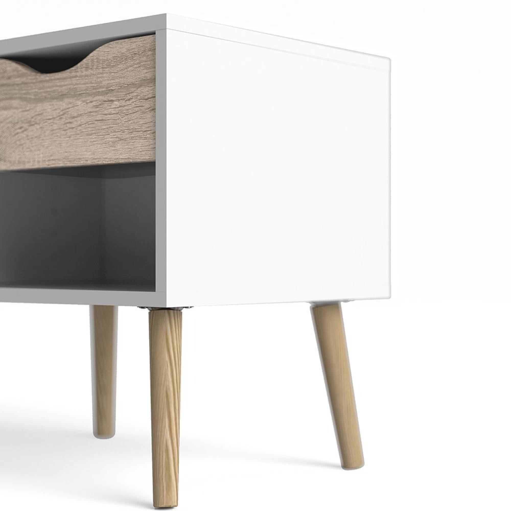 Oslo Bedside Table - 1 Drawer - White and Oak