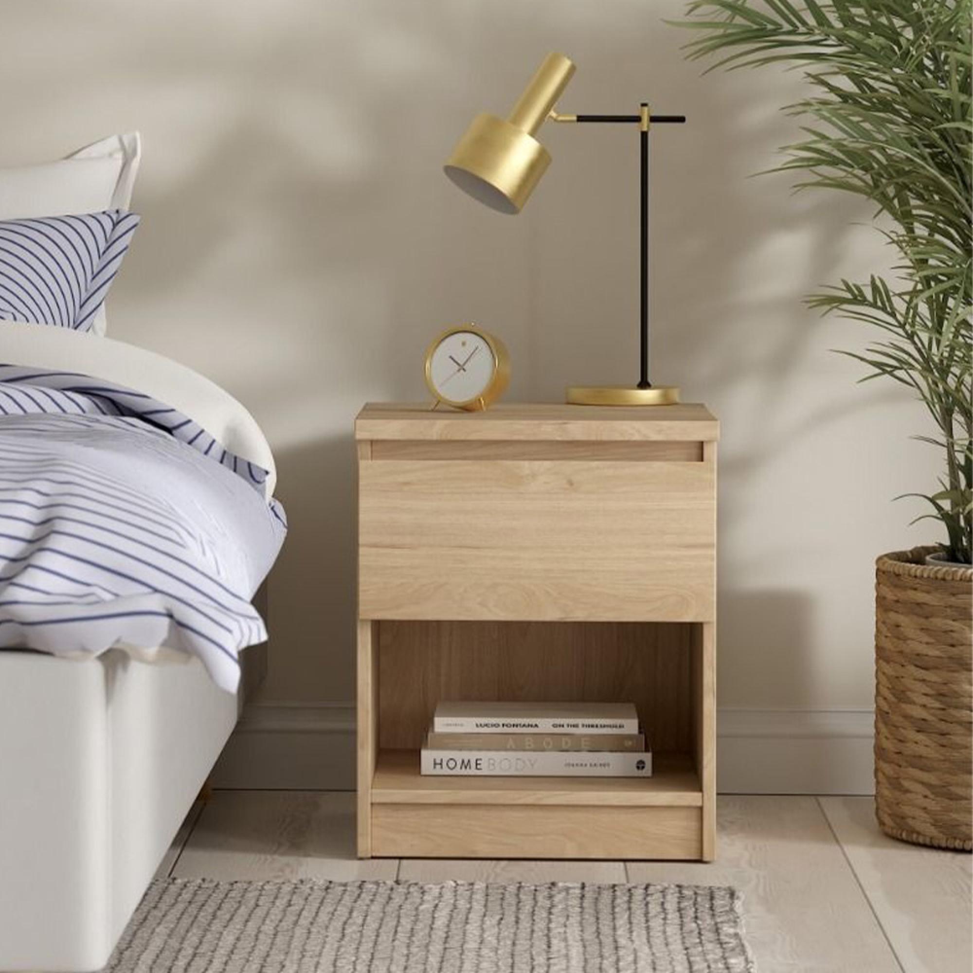 Naia Bedside Cabinet - 1 Drawer - Oak