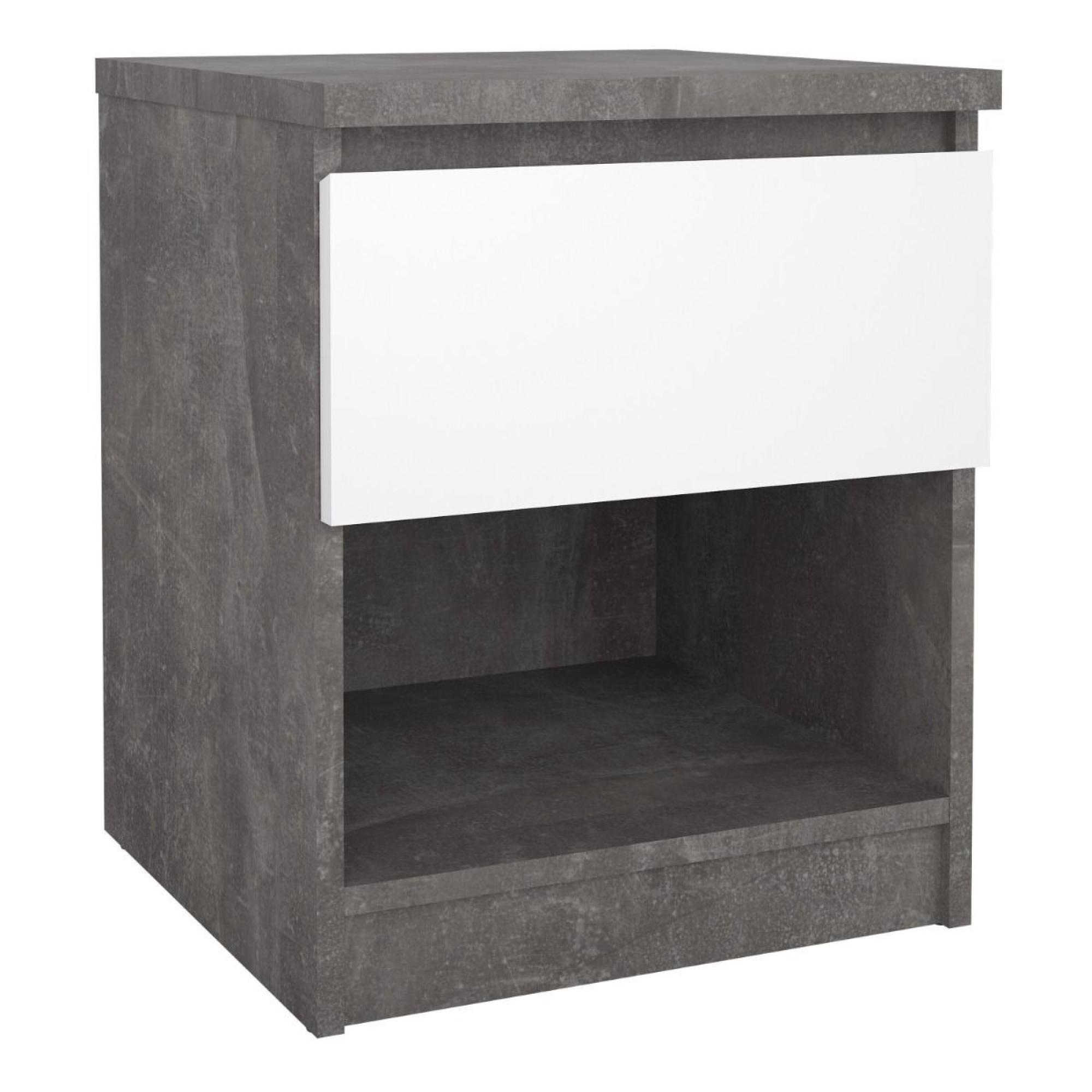 Naia Bedside Cabinet - 1 Drawer - Grey Concrete