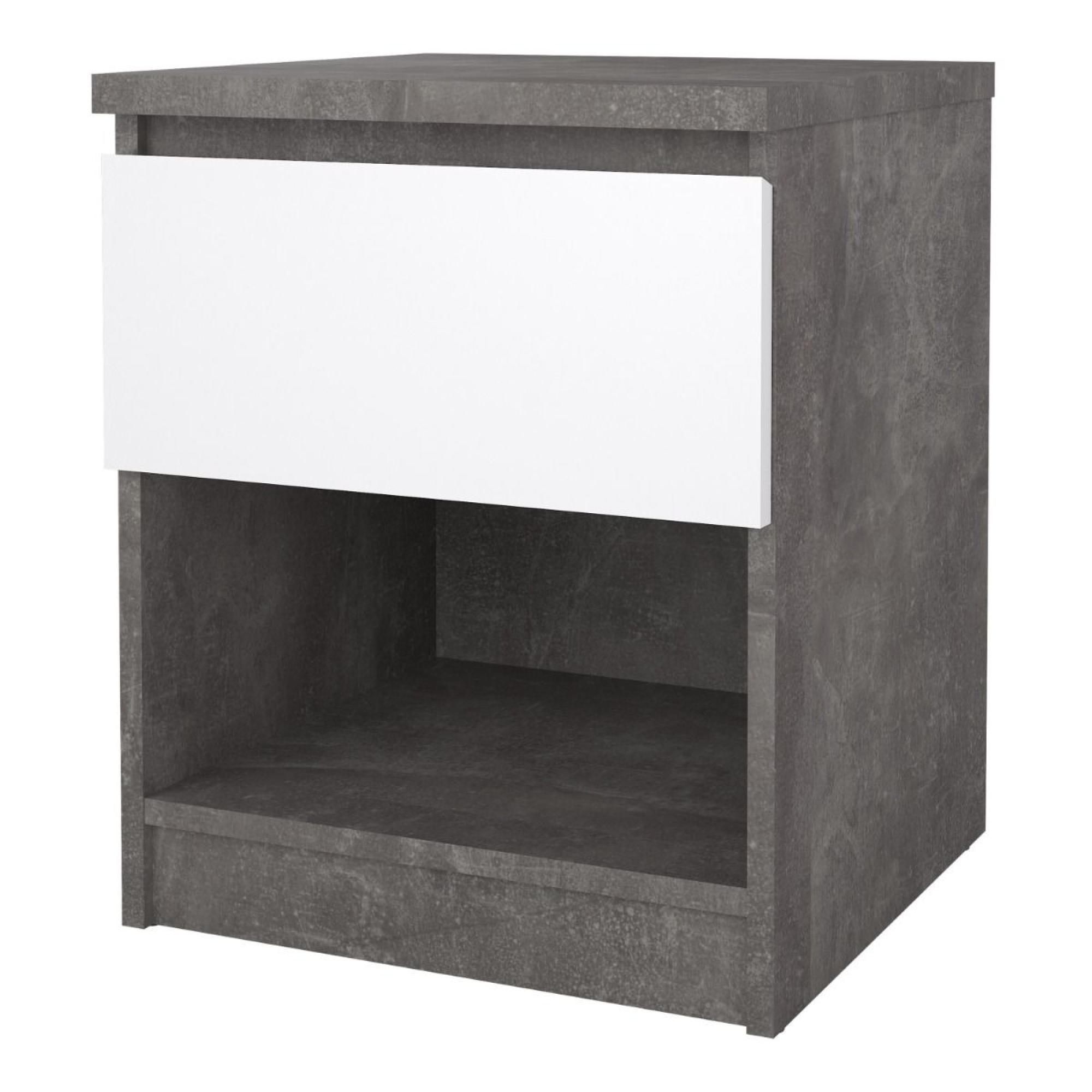 Naia Bedside Cabinet - 1 Drawer - Grey Concrete