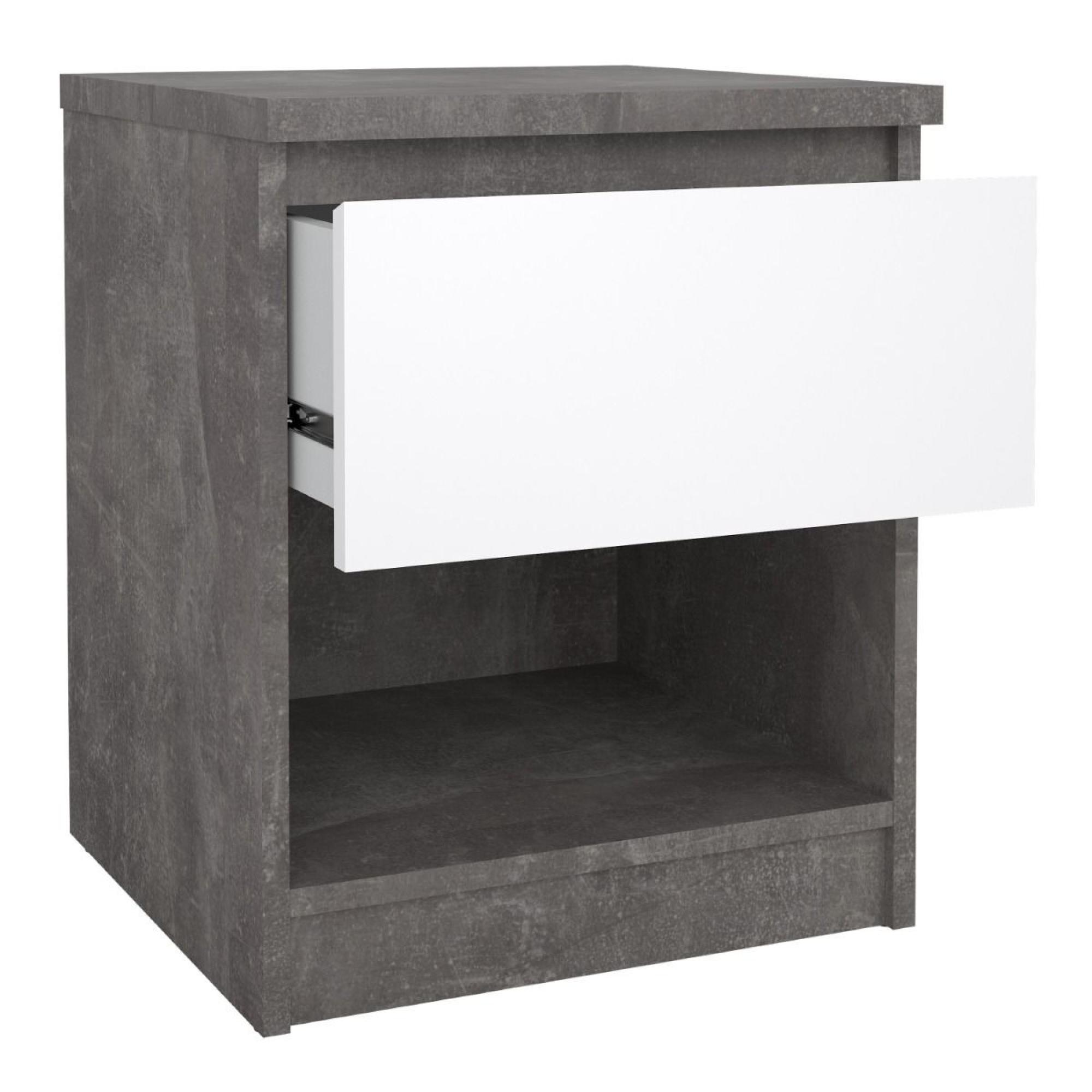 Naia Bedside Cabinet - 1 Drawer - Grey Concrete