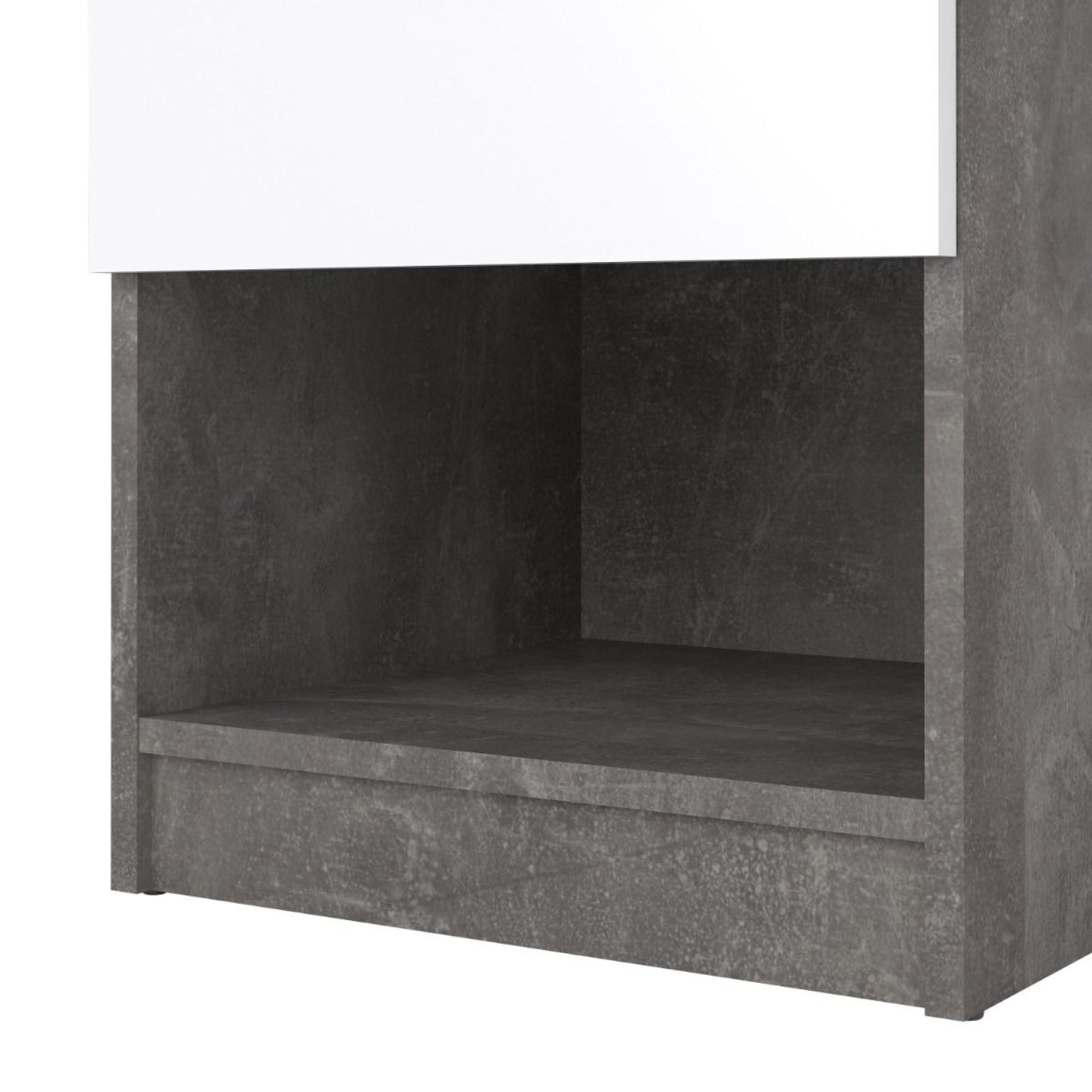 Naia Bedside Cabinet - 1 Drawer - Grey Concrete