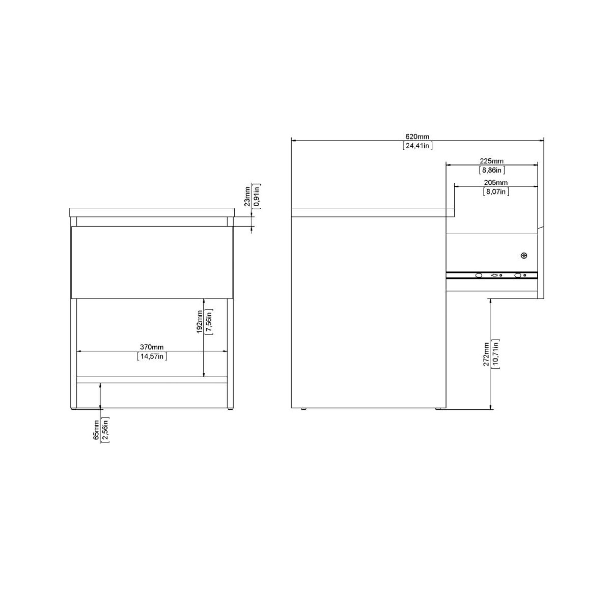 Naia Bedside Cabinet - 1 Drawer - Grey Concrete