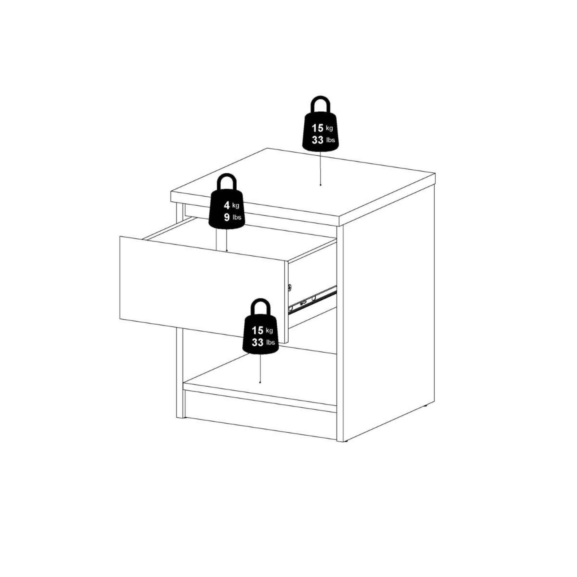 Naia Bedside Cabinet - 1 Drawer - Oak