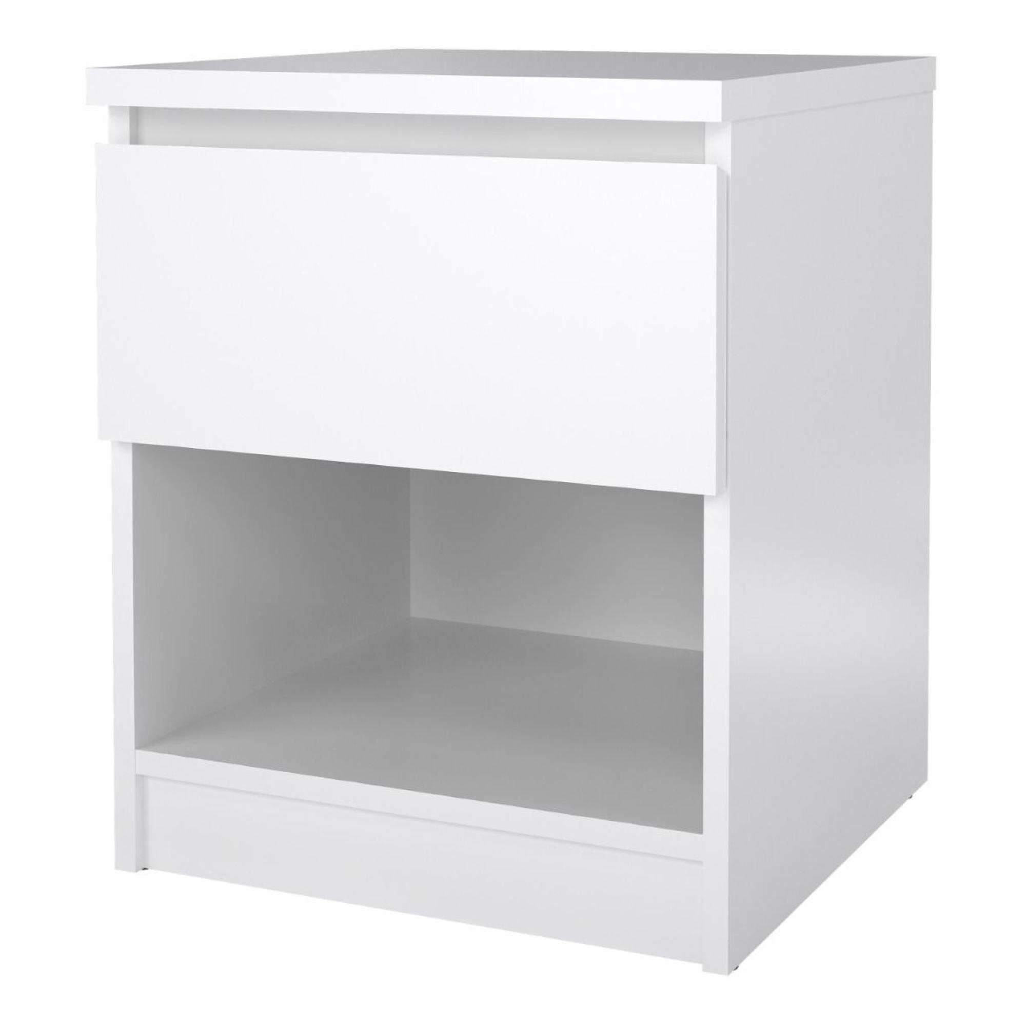 Naia Bedside Cabinet - 1 Drawer - White Gloss