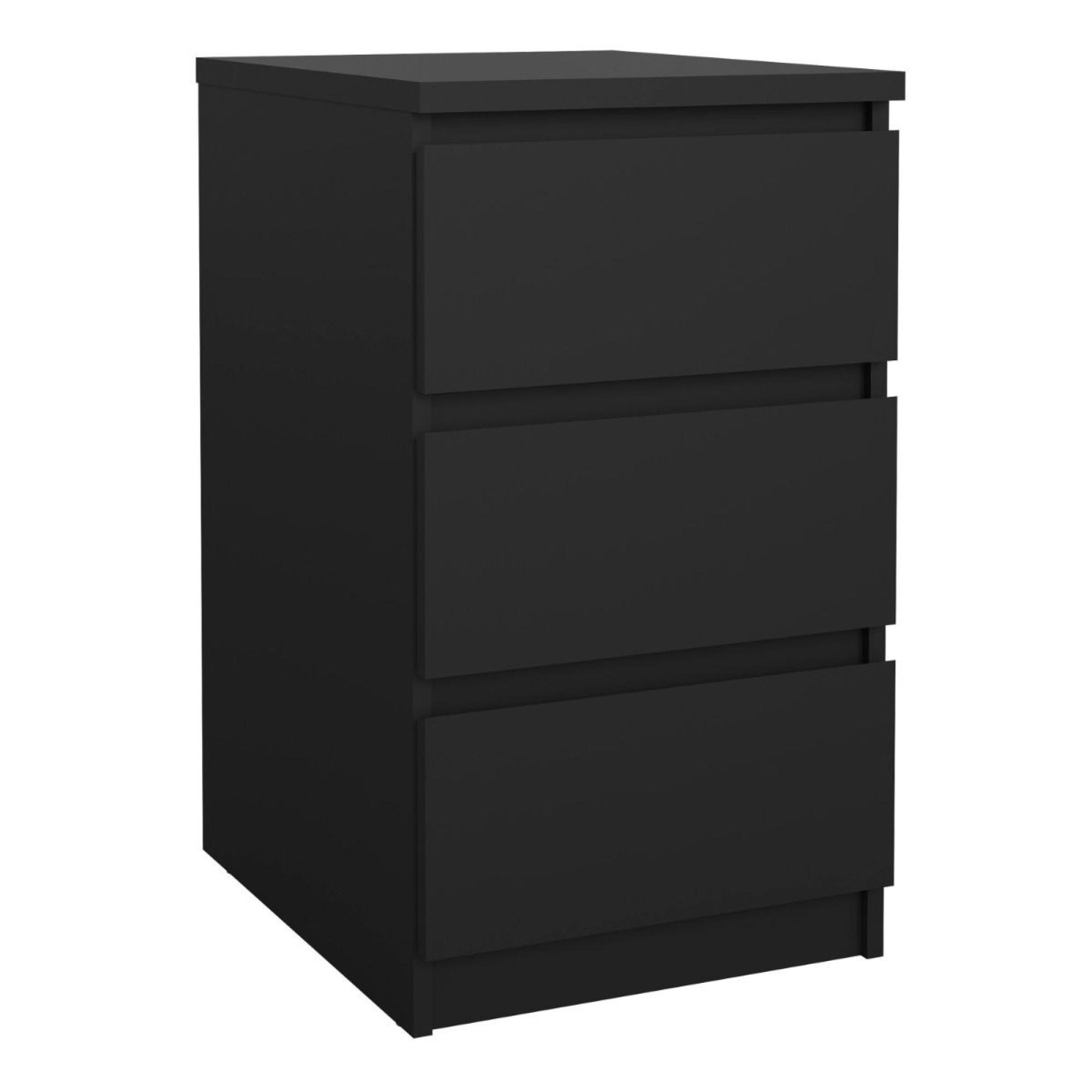 Naia Bedside Cabinet - 3 Drawer - Black