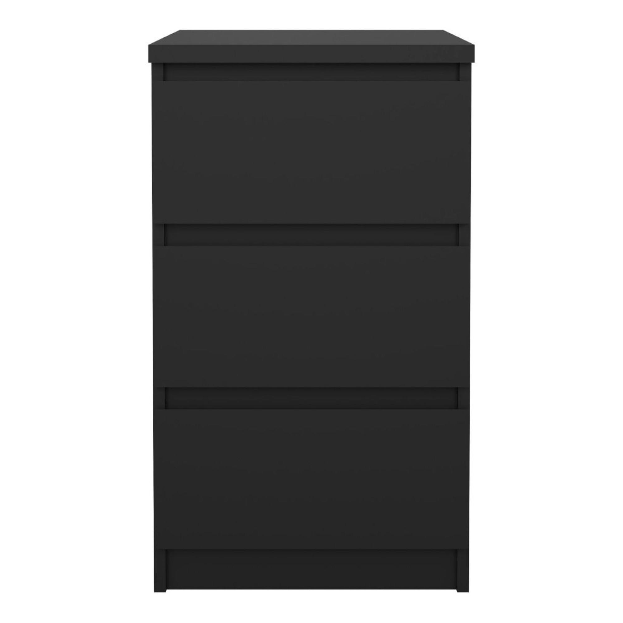 Naia Bedside Cabinet - 3 Drawer - Black