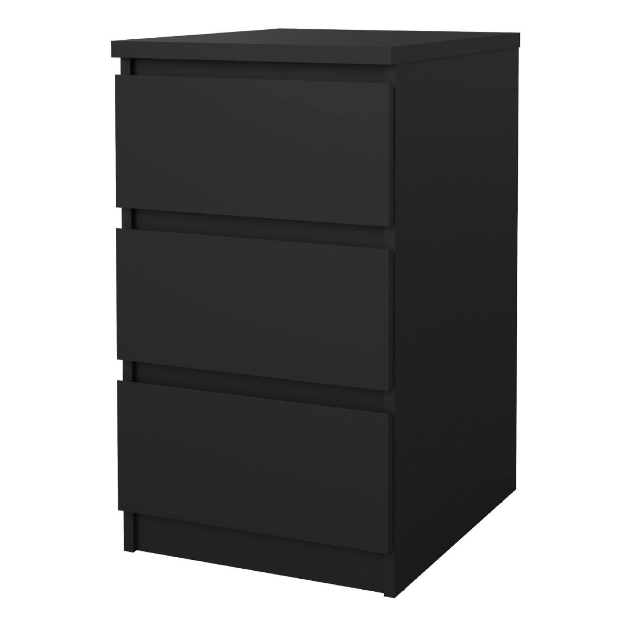 Naia Bedside Cabinet - 3 Drawer - Black