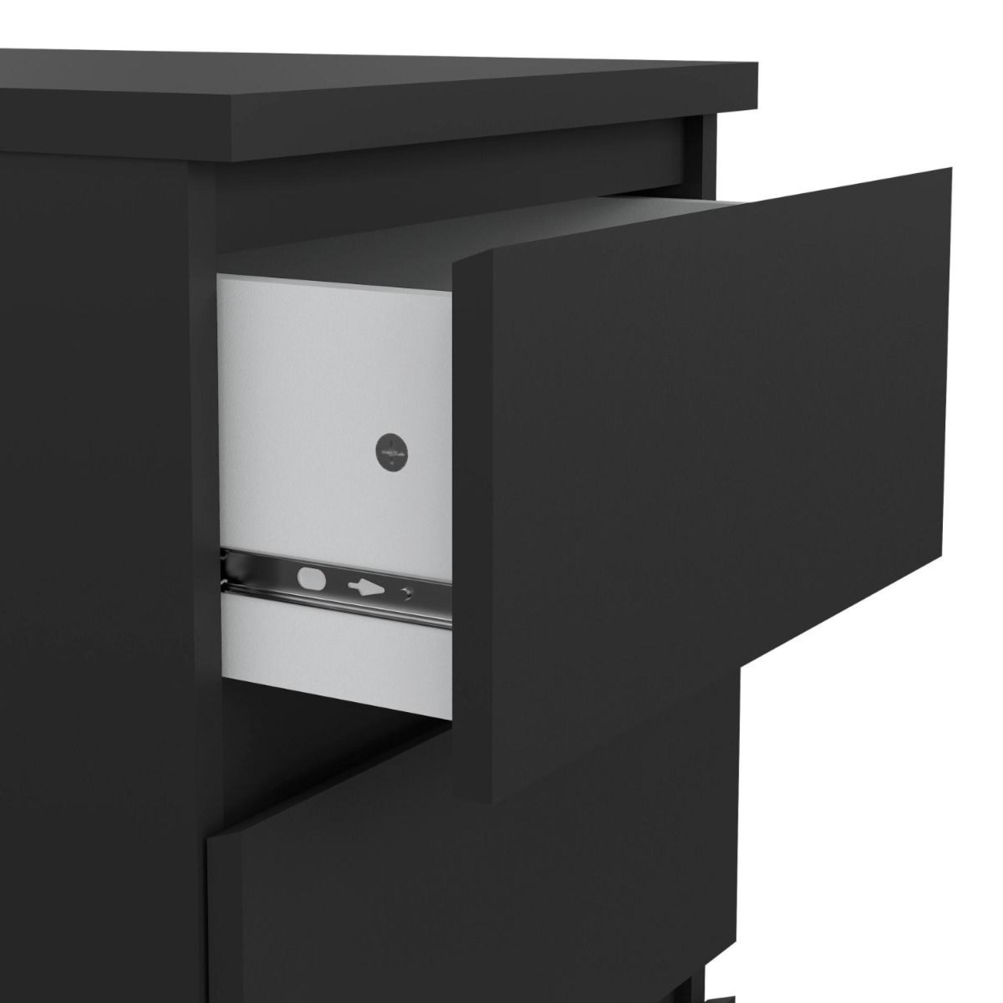 Naia Bedside Cabinet - 3 Drawer - Black