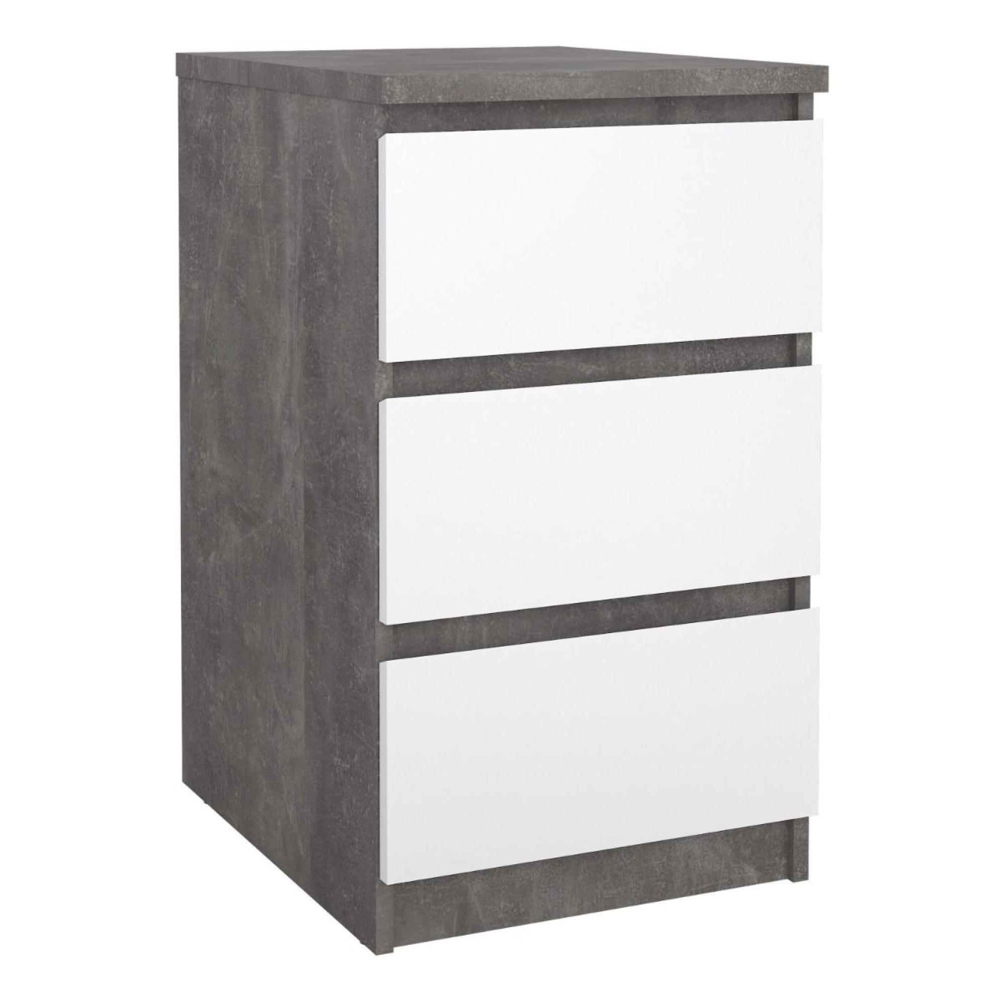 Naia Bedside Cabinet - 3 Drawer - Grey Concrete