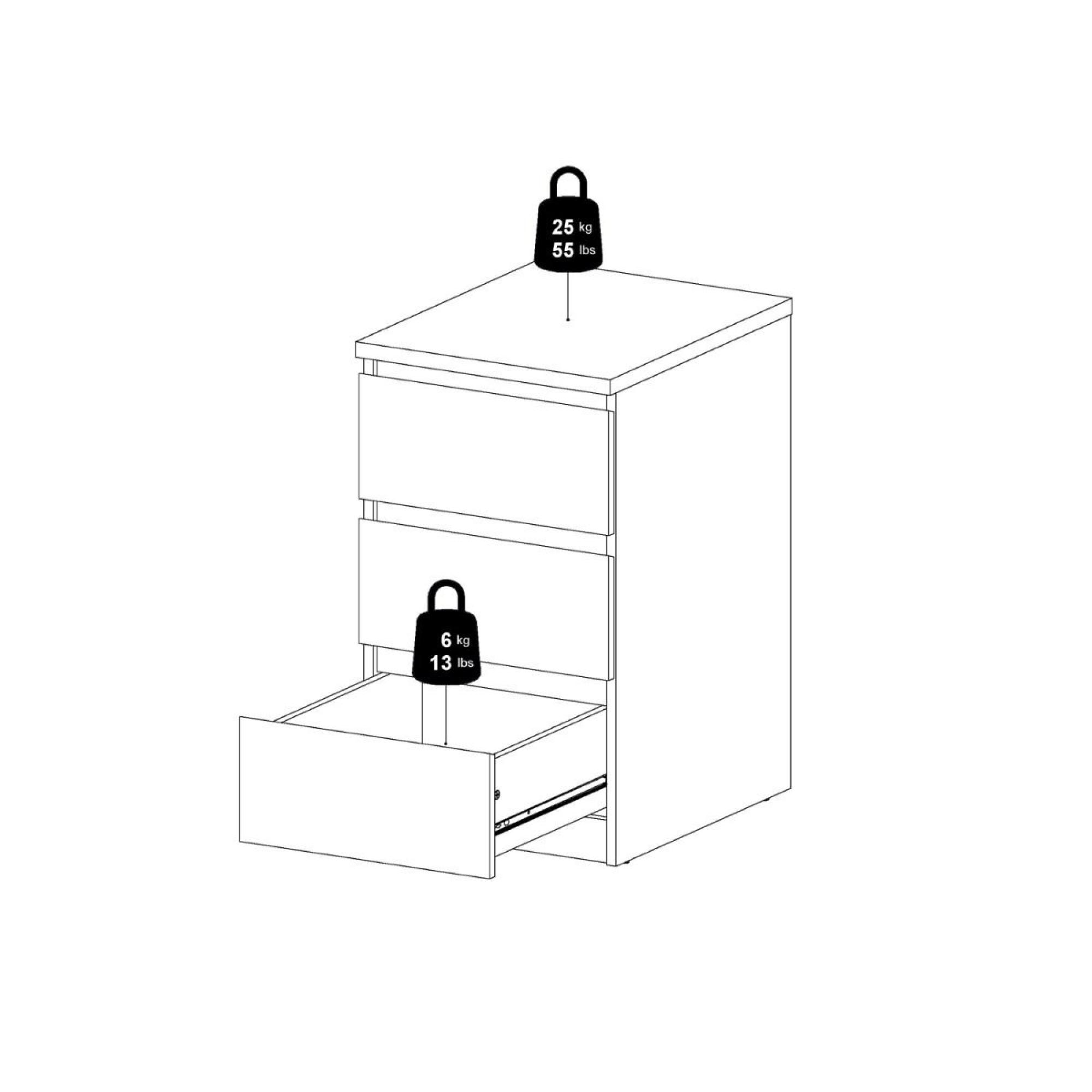Naia Bedside Cabinet - 3 Drawer - Grey Concrete