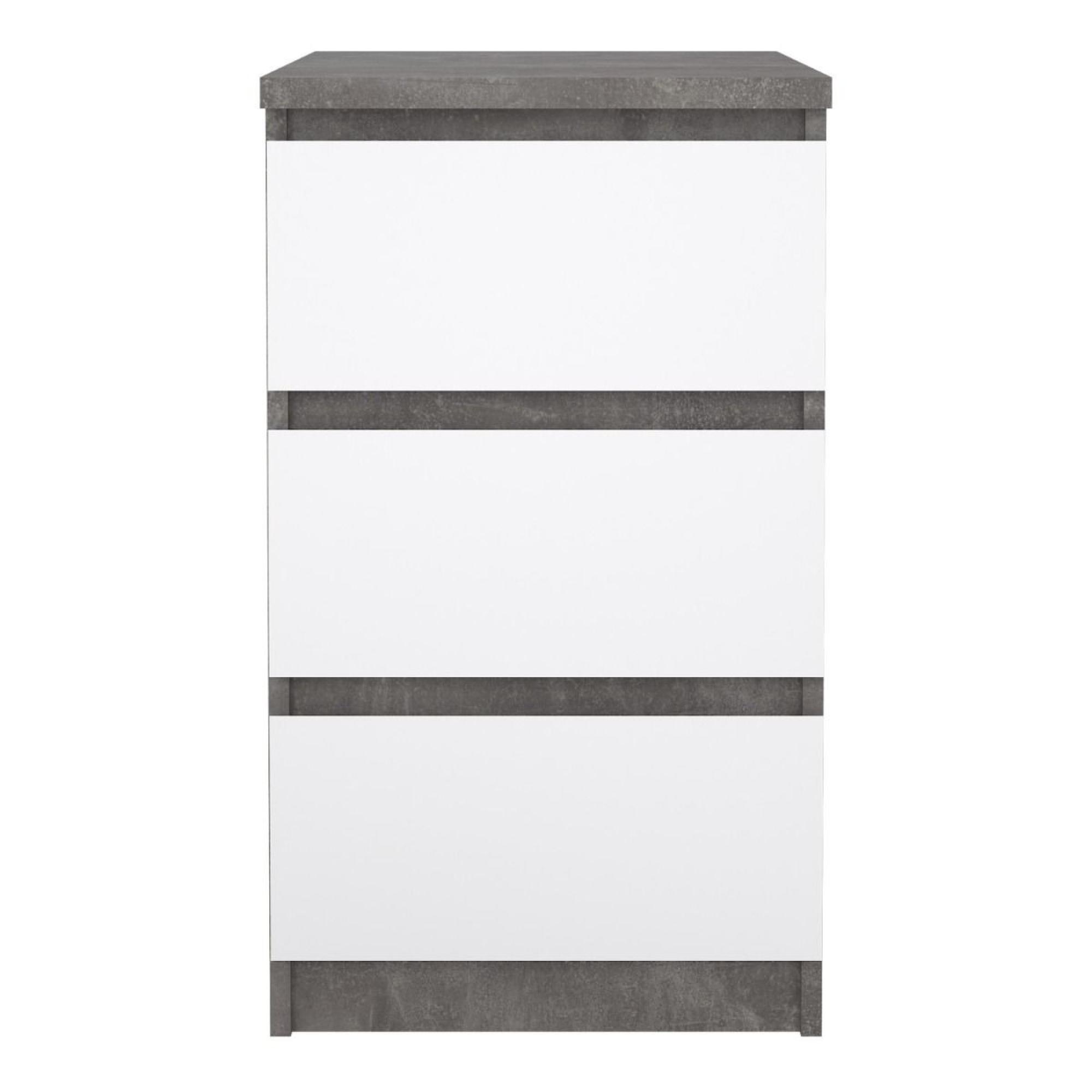 Naia Bedside Cabinet - 3 Drawer - Grey Concrete