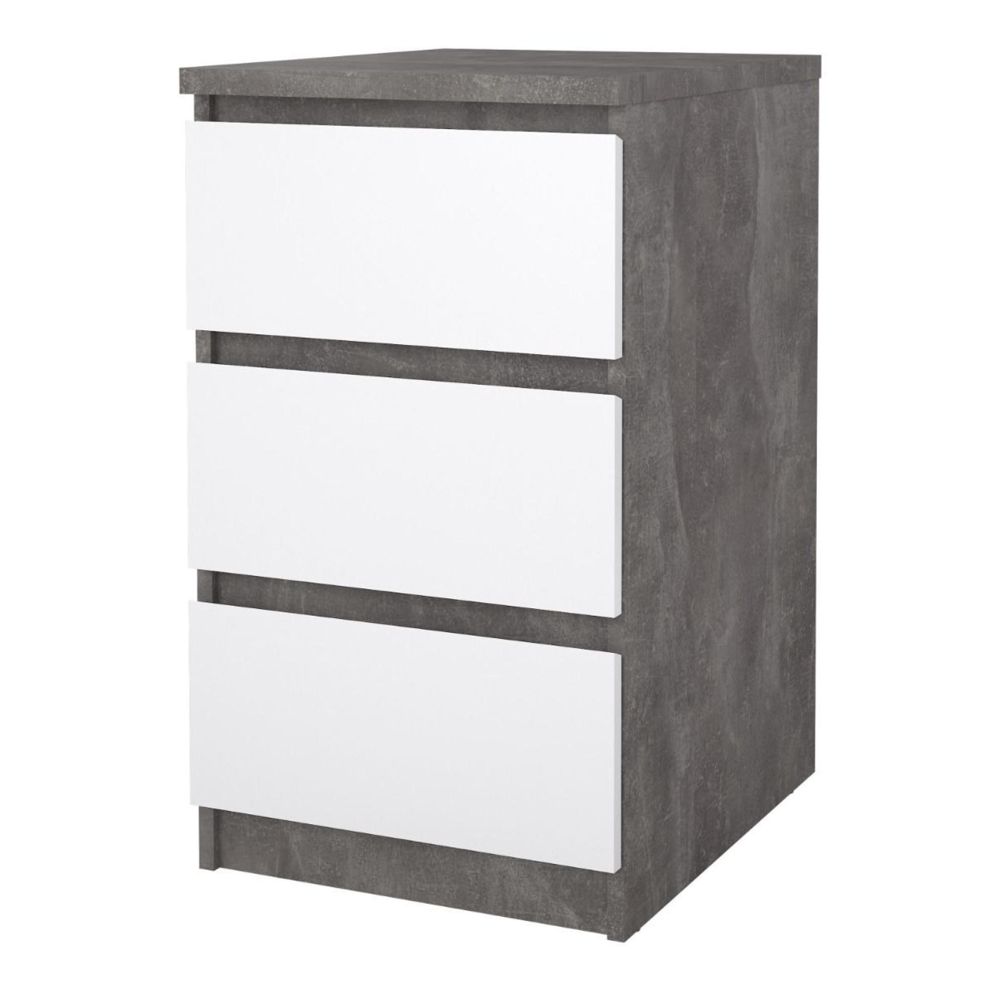 Naia Bedside Cabinet - 3 Drawer - Grey Concrete