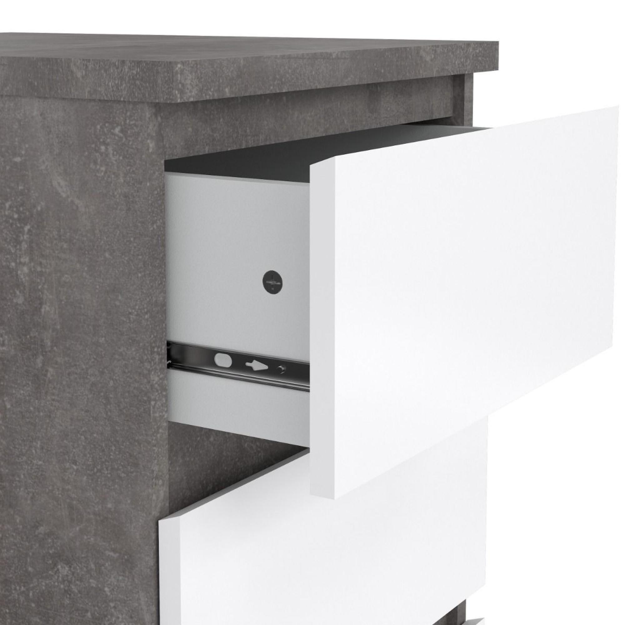 Naia Bedside Cabinet - 3 Drawer - Grey Concrete