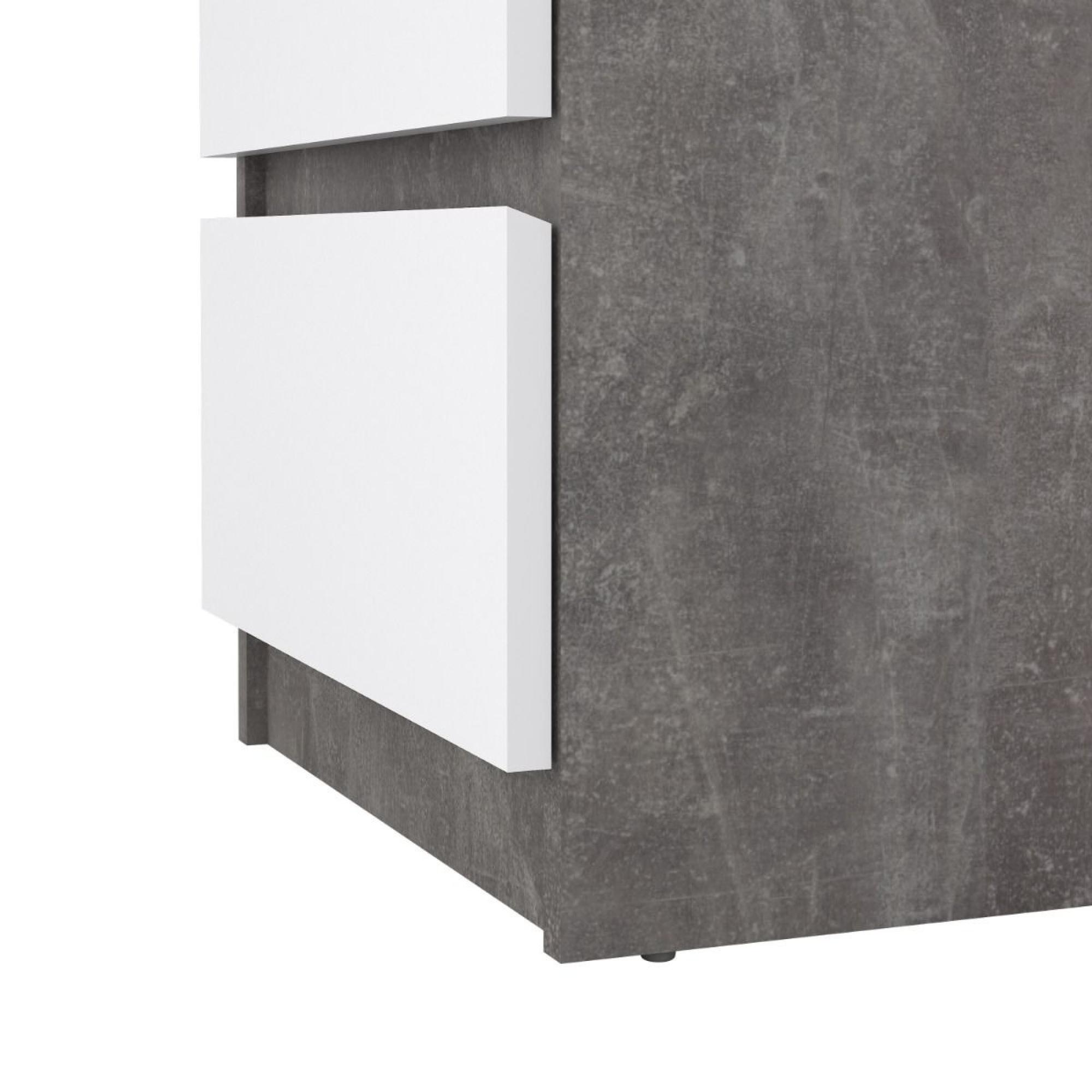 Naia Bedside Cabinet - 3 Drawer - Grey Concrete