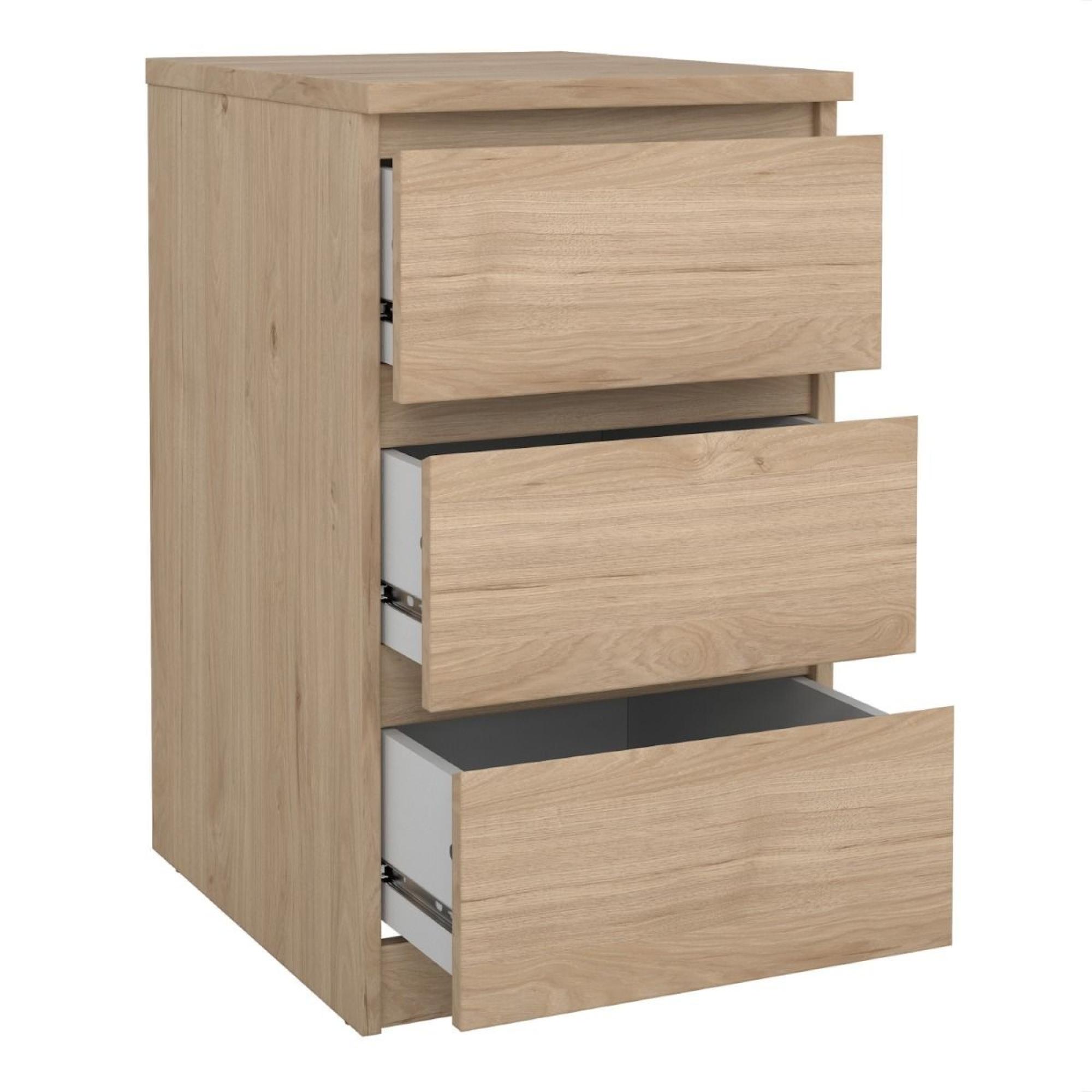 Naia Bedside Cabinet - 3 Drawer - Oak