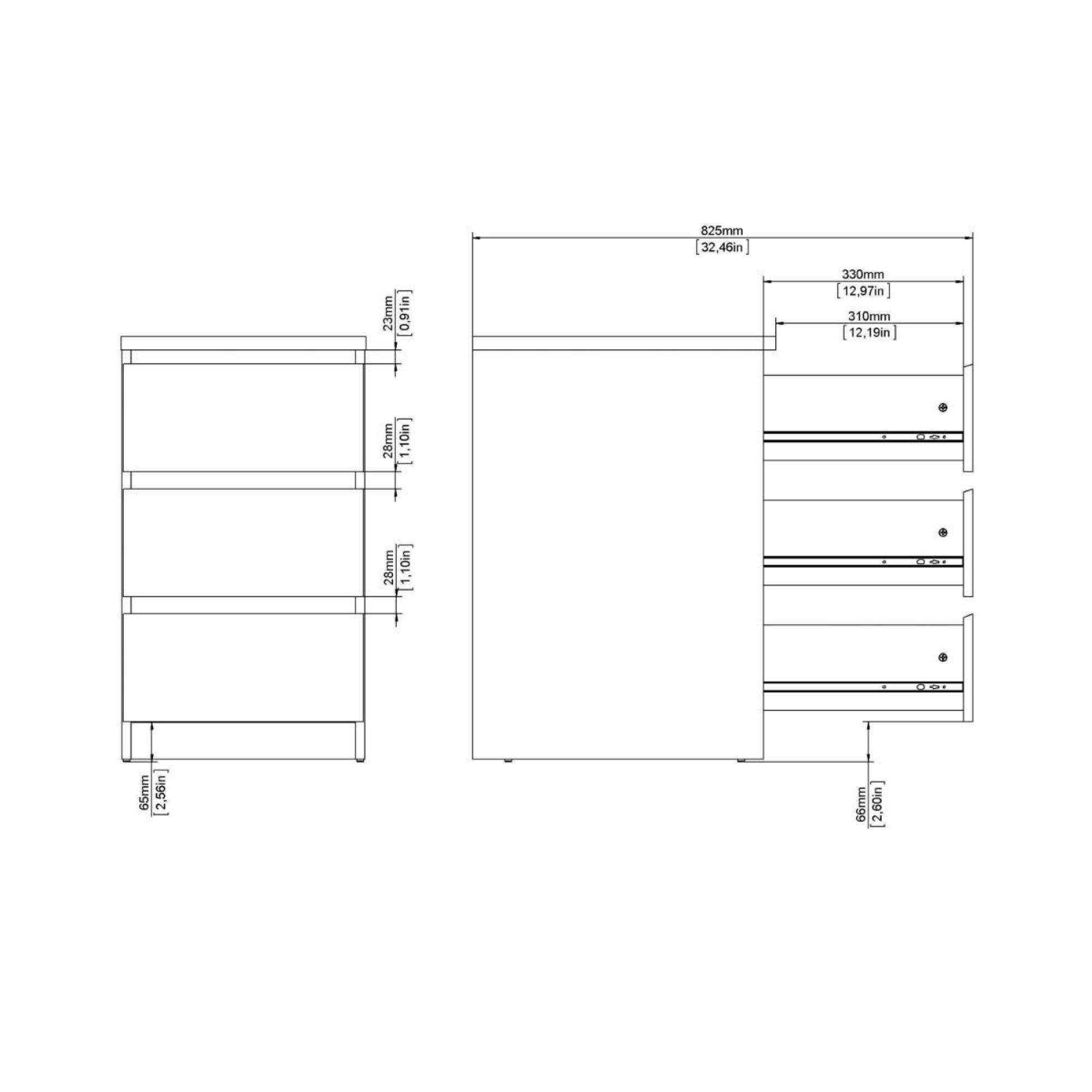 Naia Bedside Cabinet - 3 Drawer - Oak