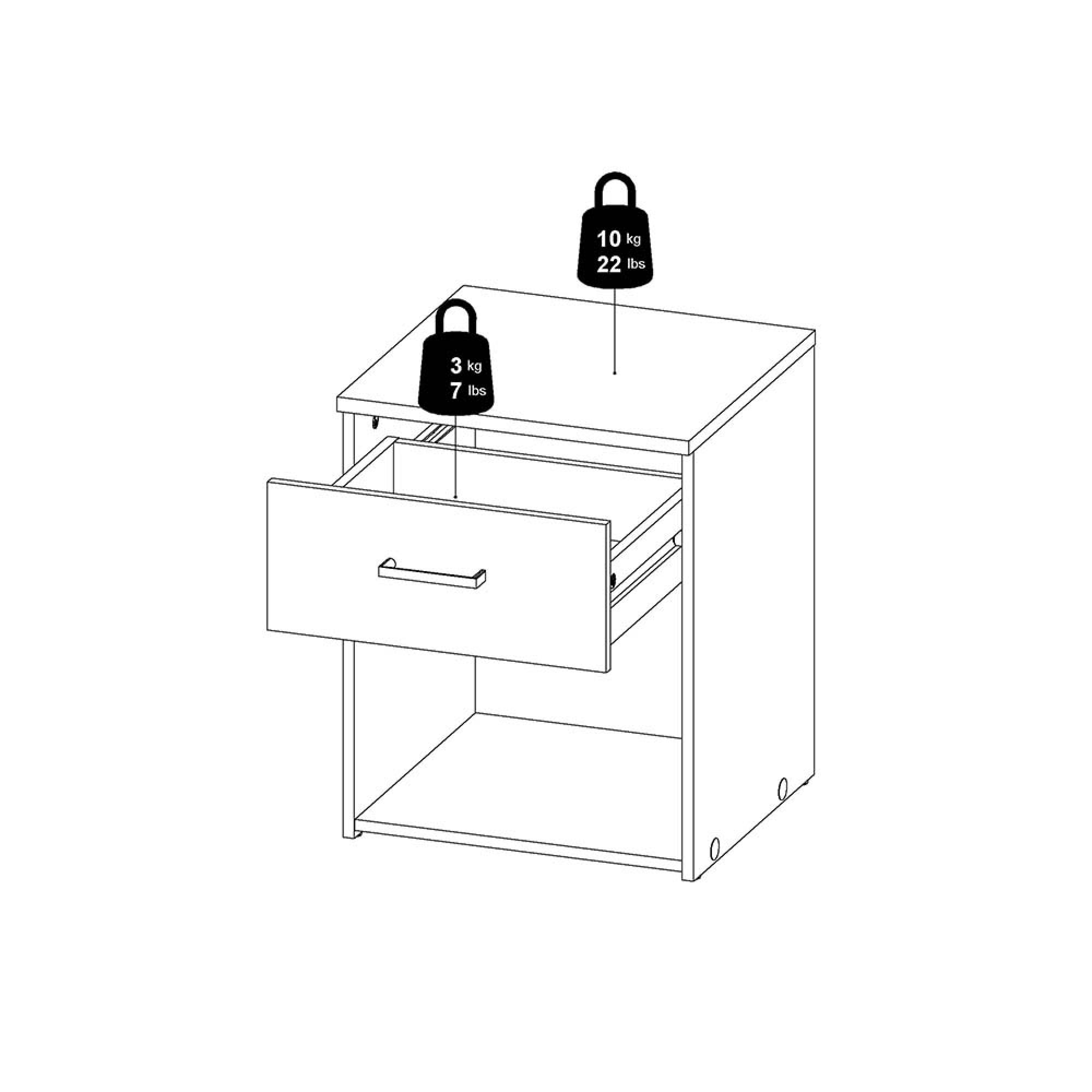 Space Bedside Cabinet - 1 Drawer - Oak