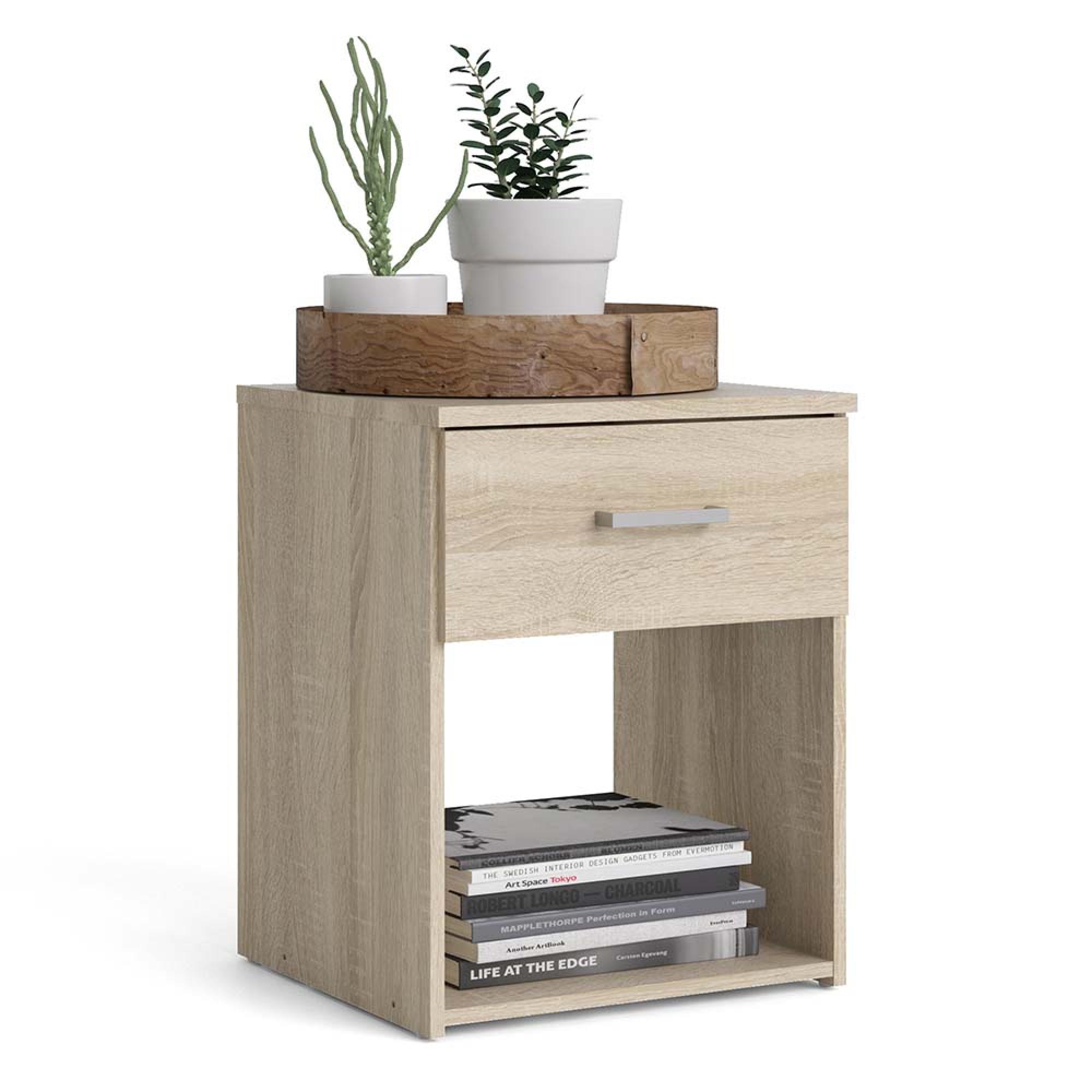 Space Bedside Cabinet - 1 Drawer - Oak