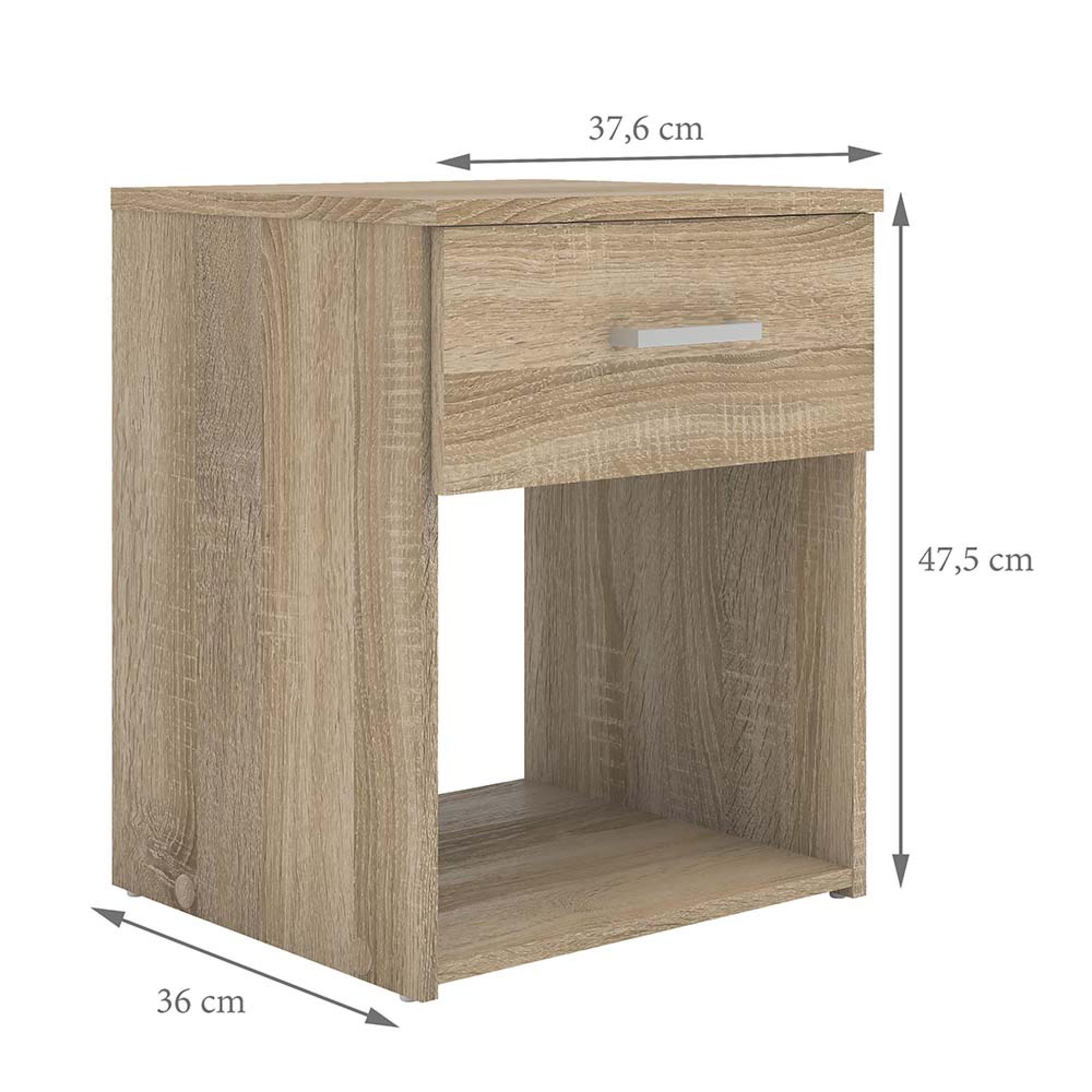 Space Bedside Cabinet - 1 Drawer - Oak