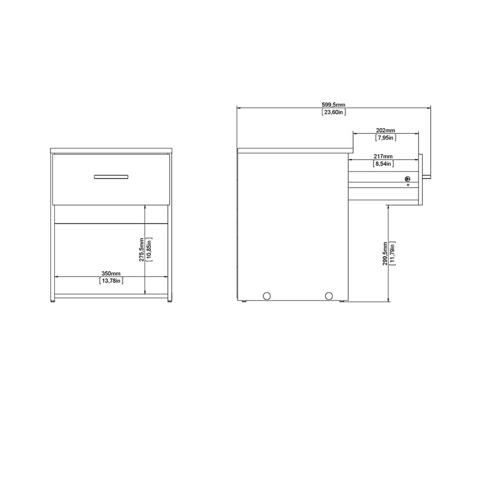 Space Bedside Cabinet - 1 Drawer - White