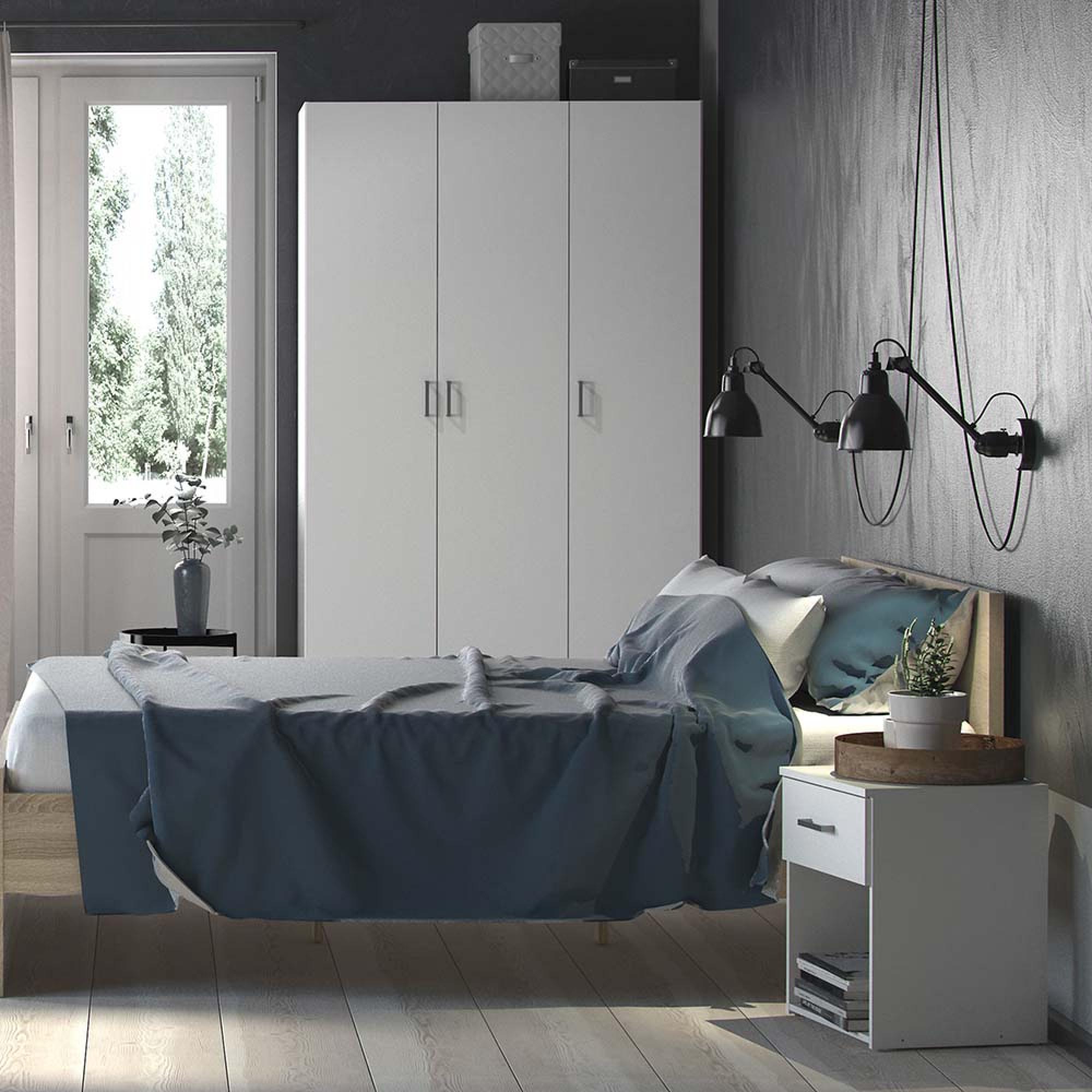 Space Bedside Cabinet - 1 Drawer - White