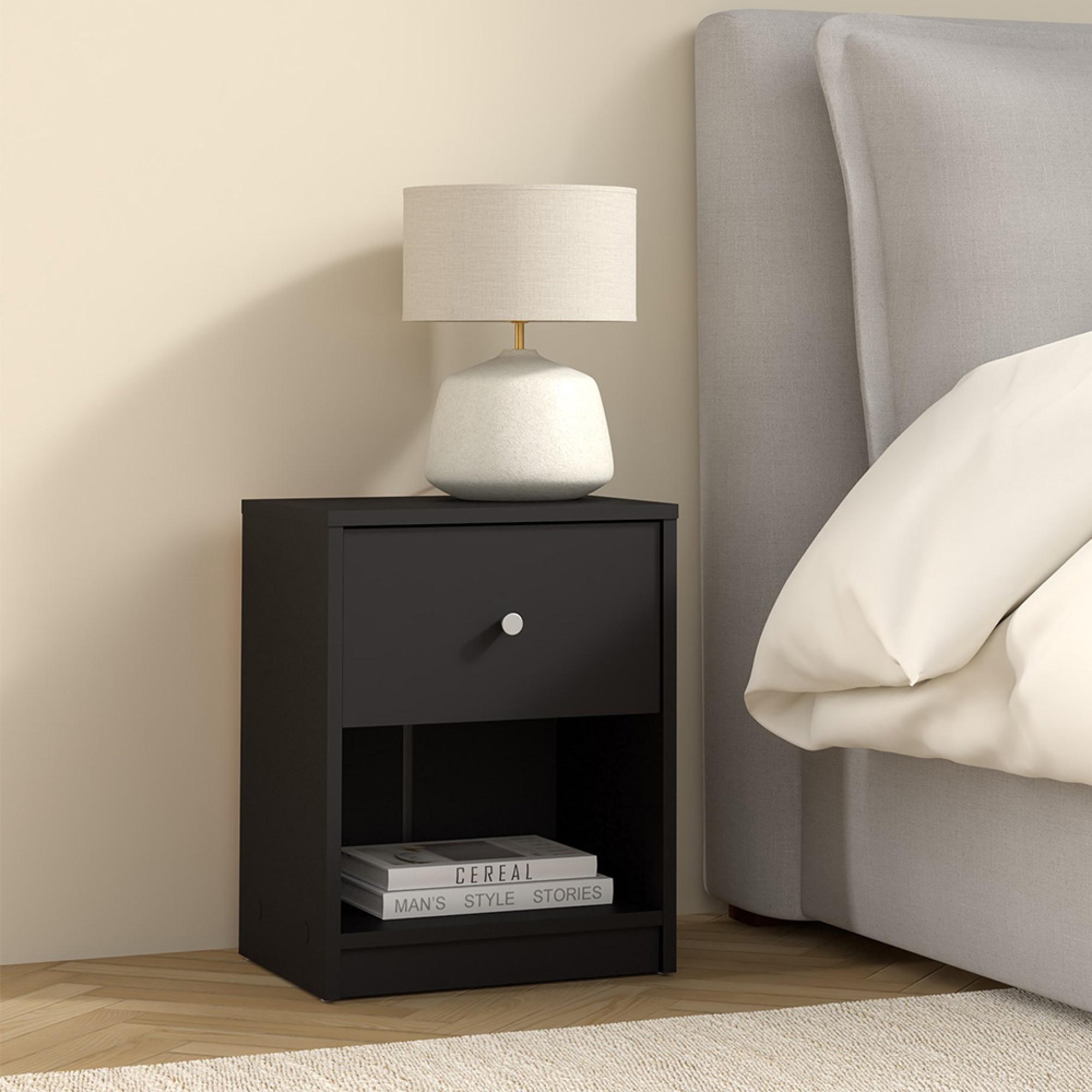 May Bedside Cabinet - 1 Drawer - Black