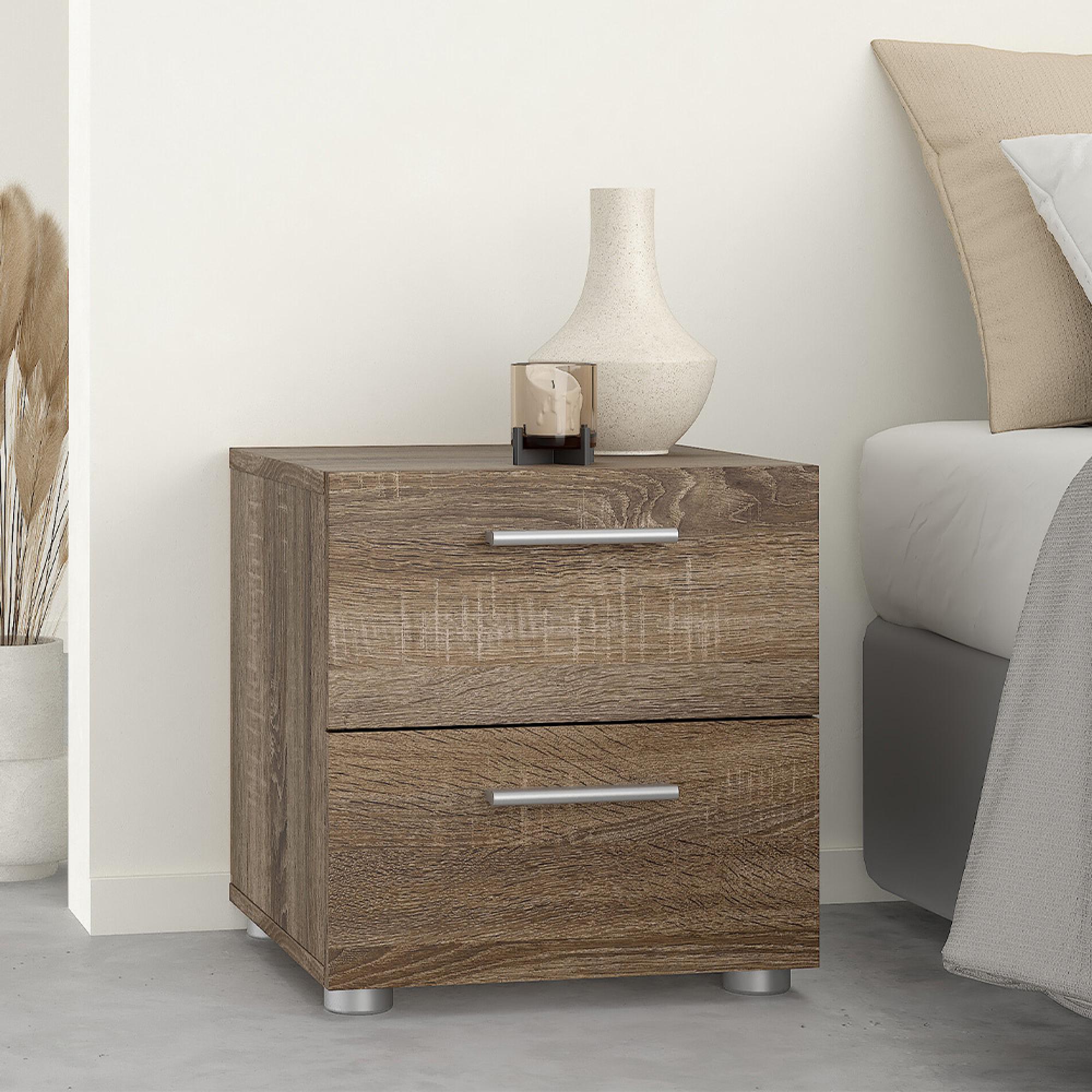 Pepe Bedside Cabinet - 2 Drawer - Truffle Oak