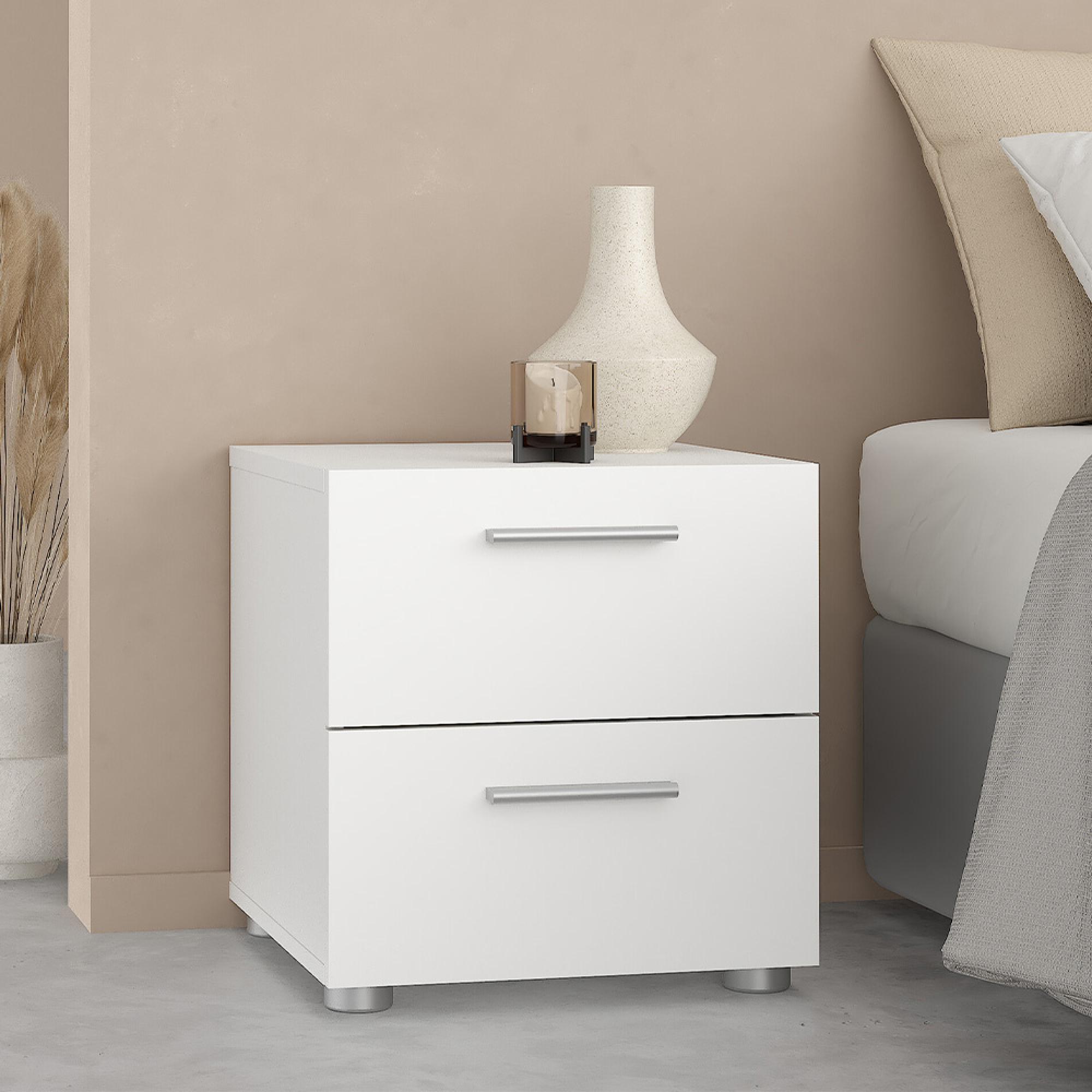 Pepe Bedside Cabinet - 2 Drawer - White
