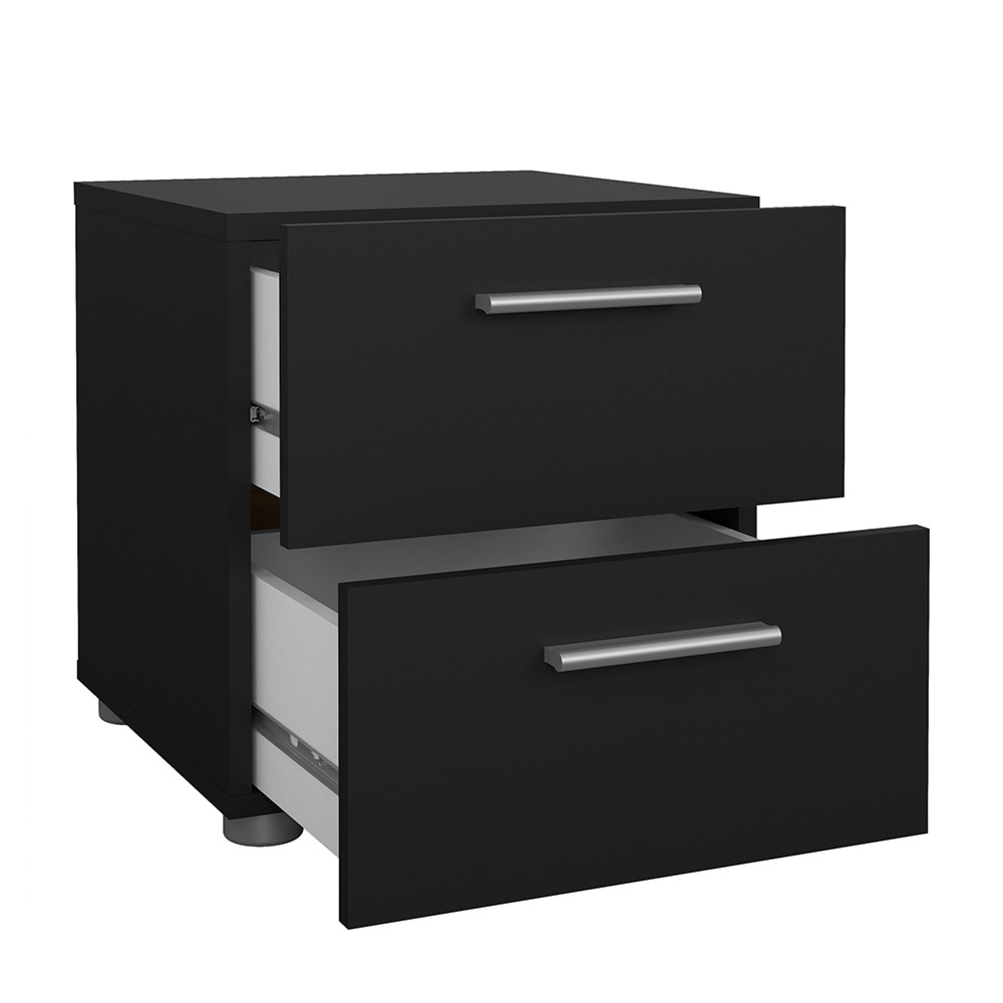 Pepe Bedside Cabinet - 2 Drawer - Black