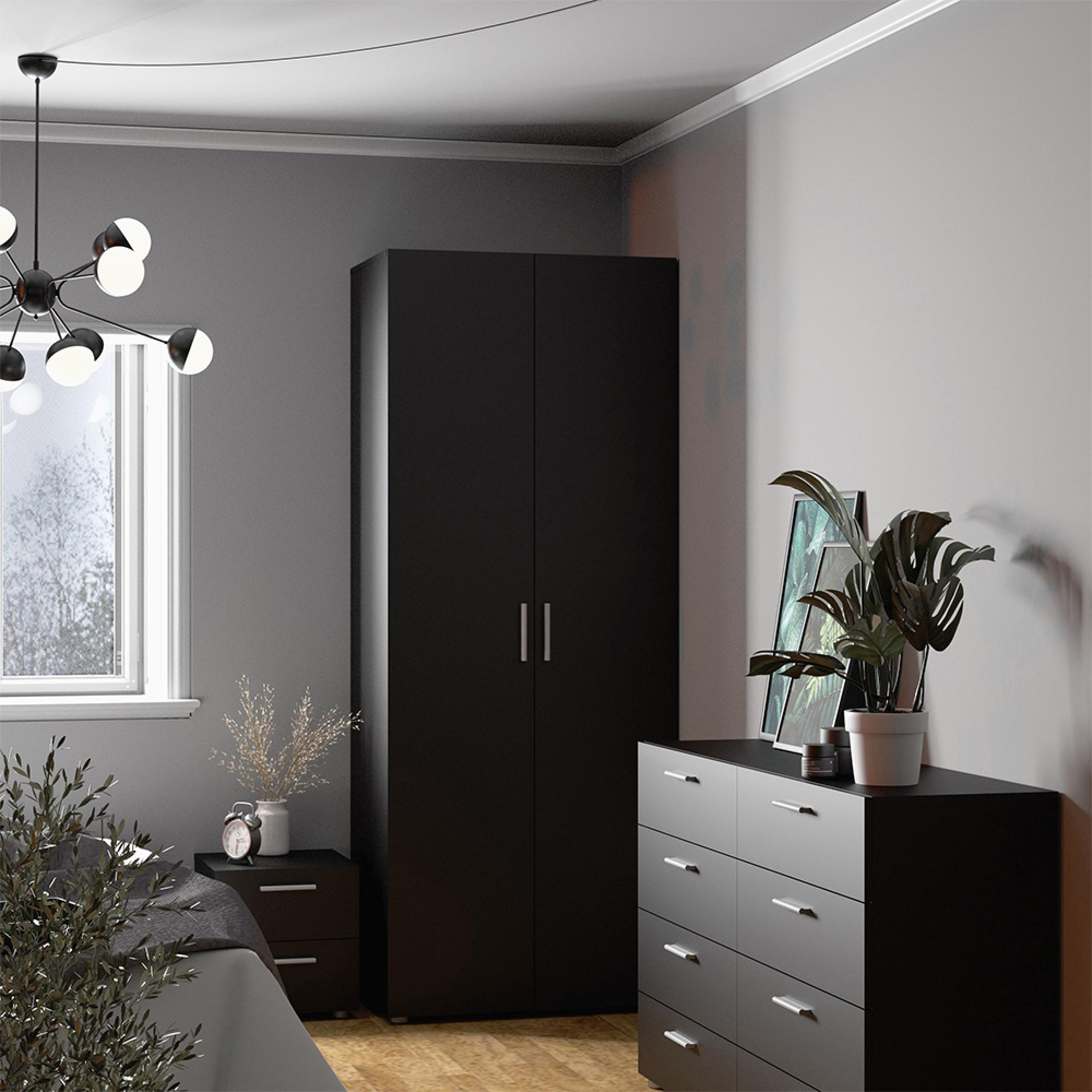 Pepe Bedside Cabinet - 2 Drawer - Black