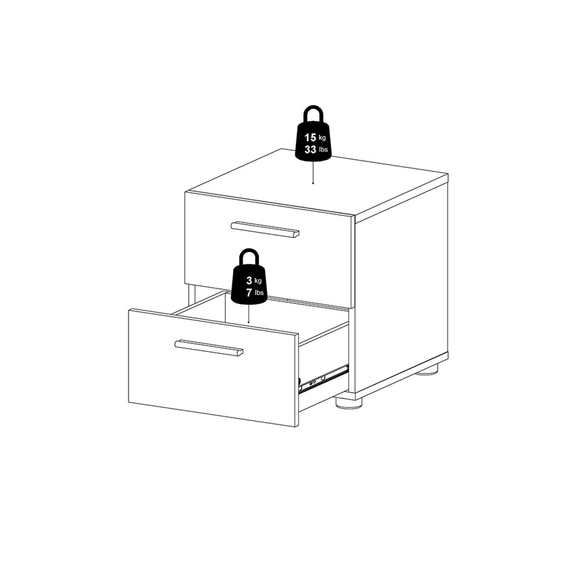 Pepe Bedside Cabinet - 2 Drawer - Oak and White Gloss