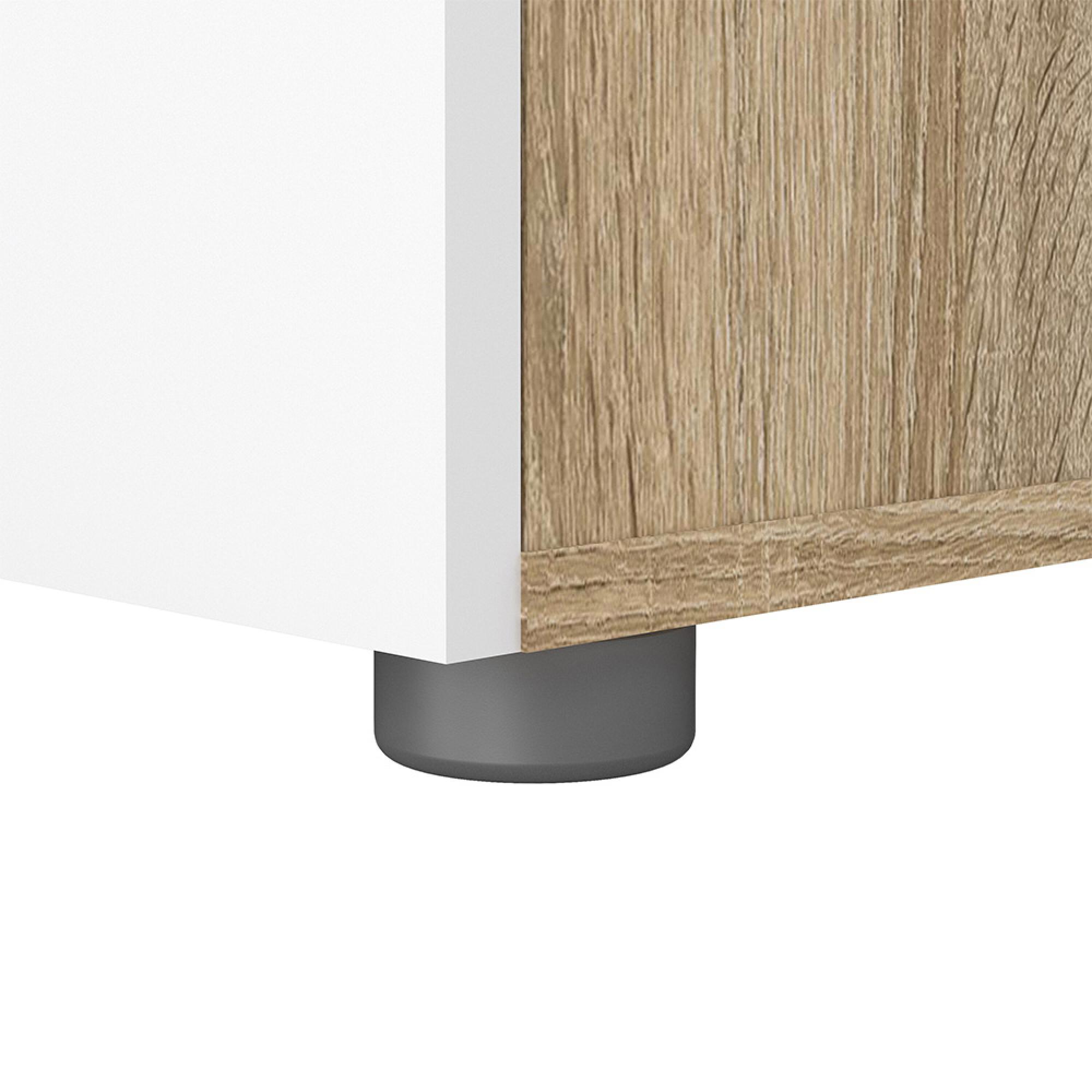 Pepe Bedside Cabinet - 2 Drawer - Oak and White Gloss