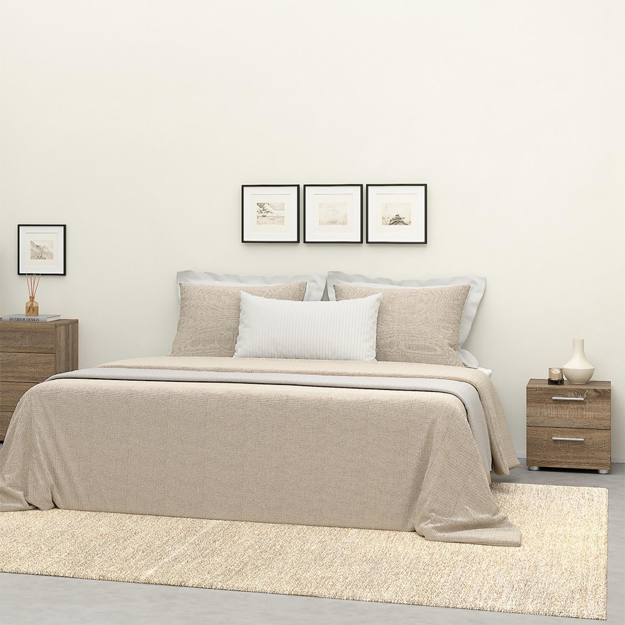 Pepe Bedside Cabinet - 2 Drawer - Truffle Oak