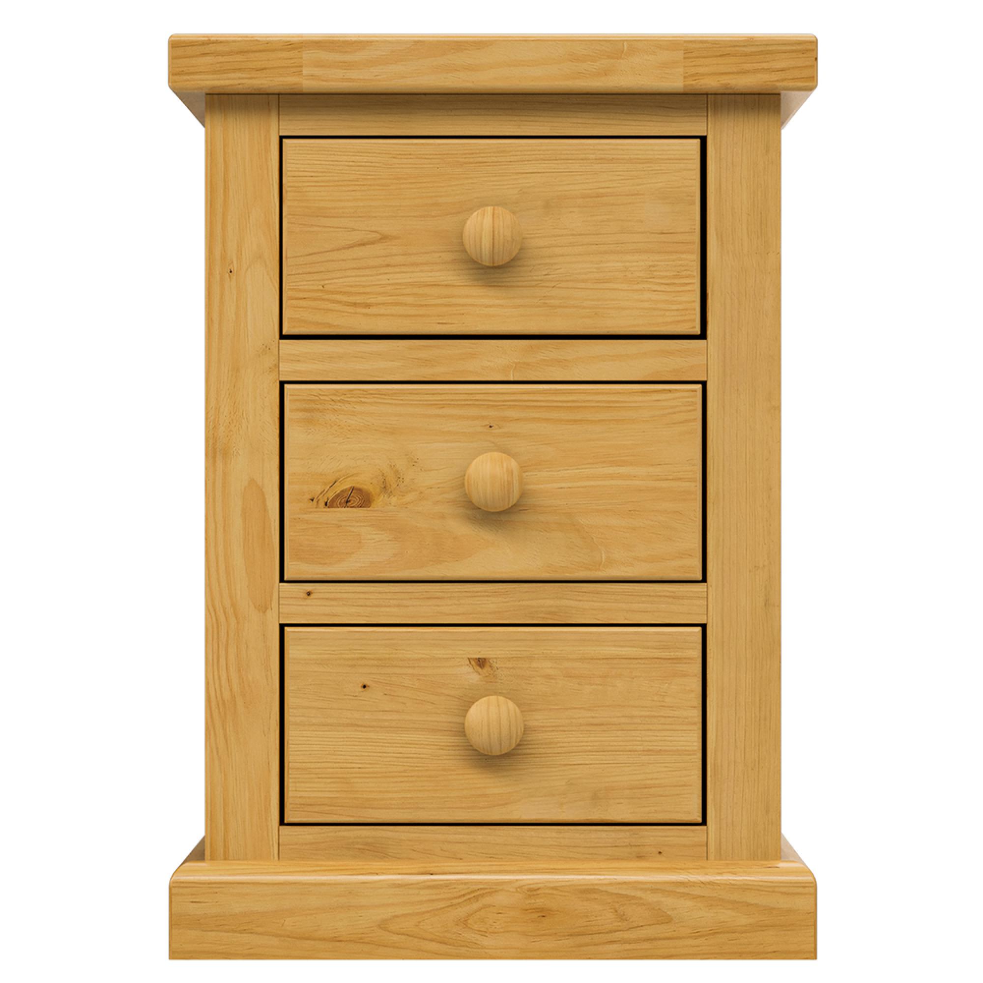 Churchill Bedside Cabinet - 3 Drawer - Kids - Waxed Pine