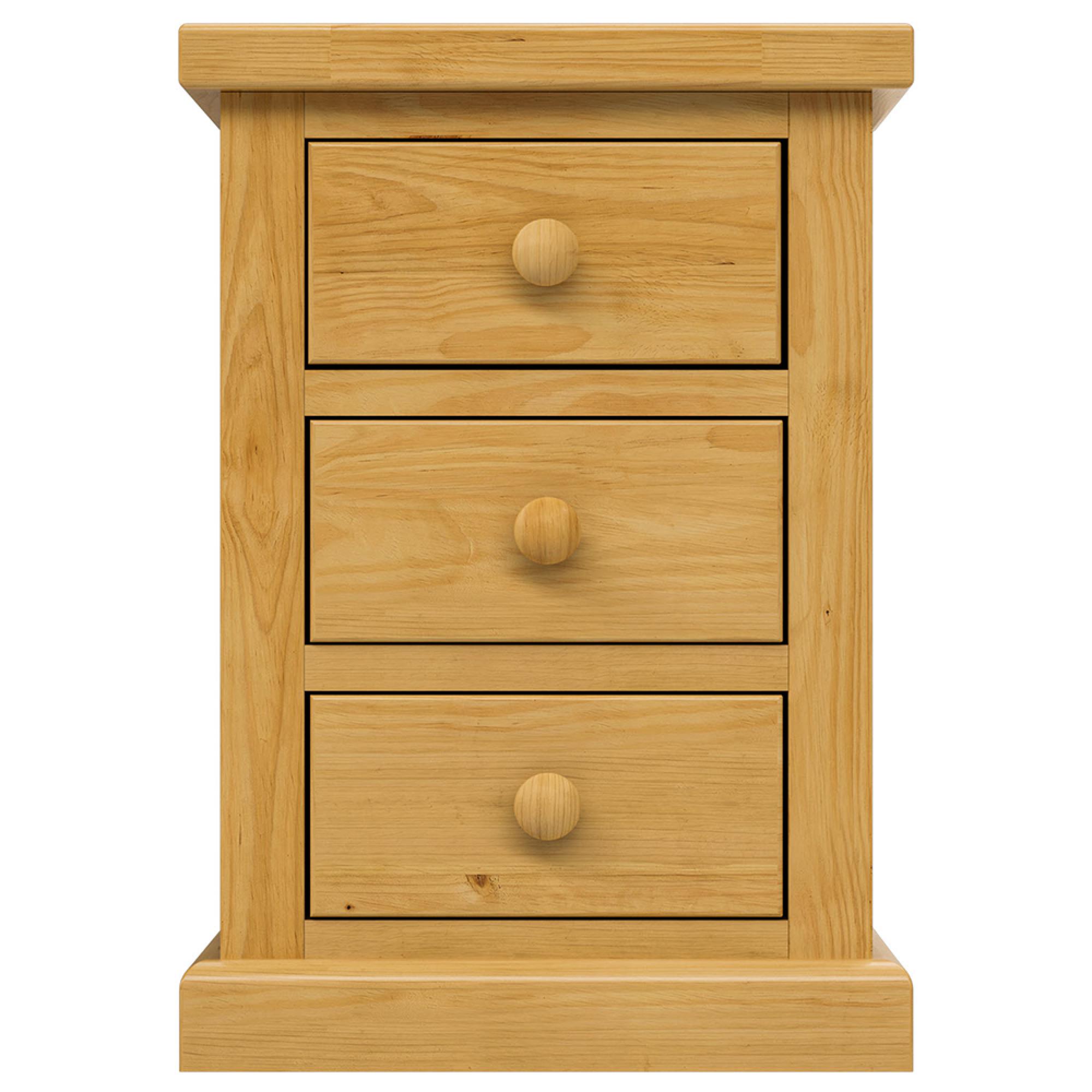 Churchill Bedside Cabinet - 3 Drawer - Waxed Pine