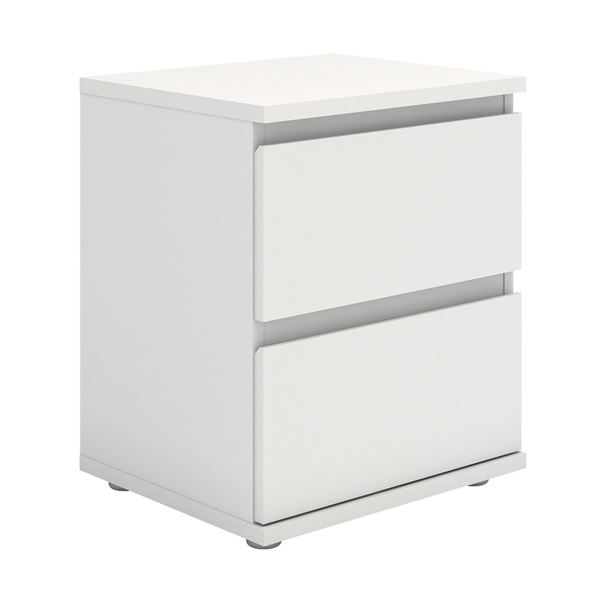 Nova Bedside Cabinet - 2 Drawer - White